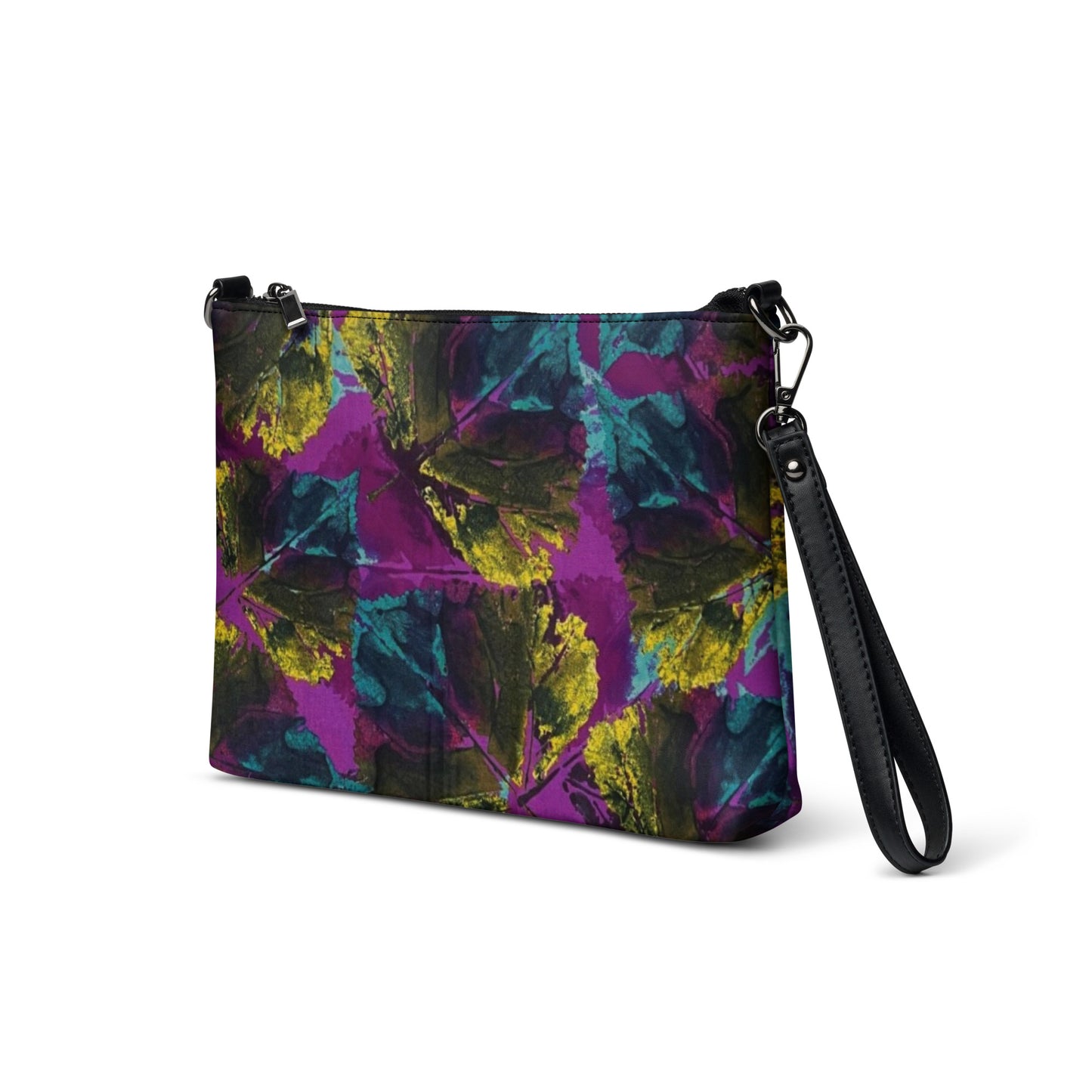 Multicolour Leaves On Purple Ankara Crossbody Bag