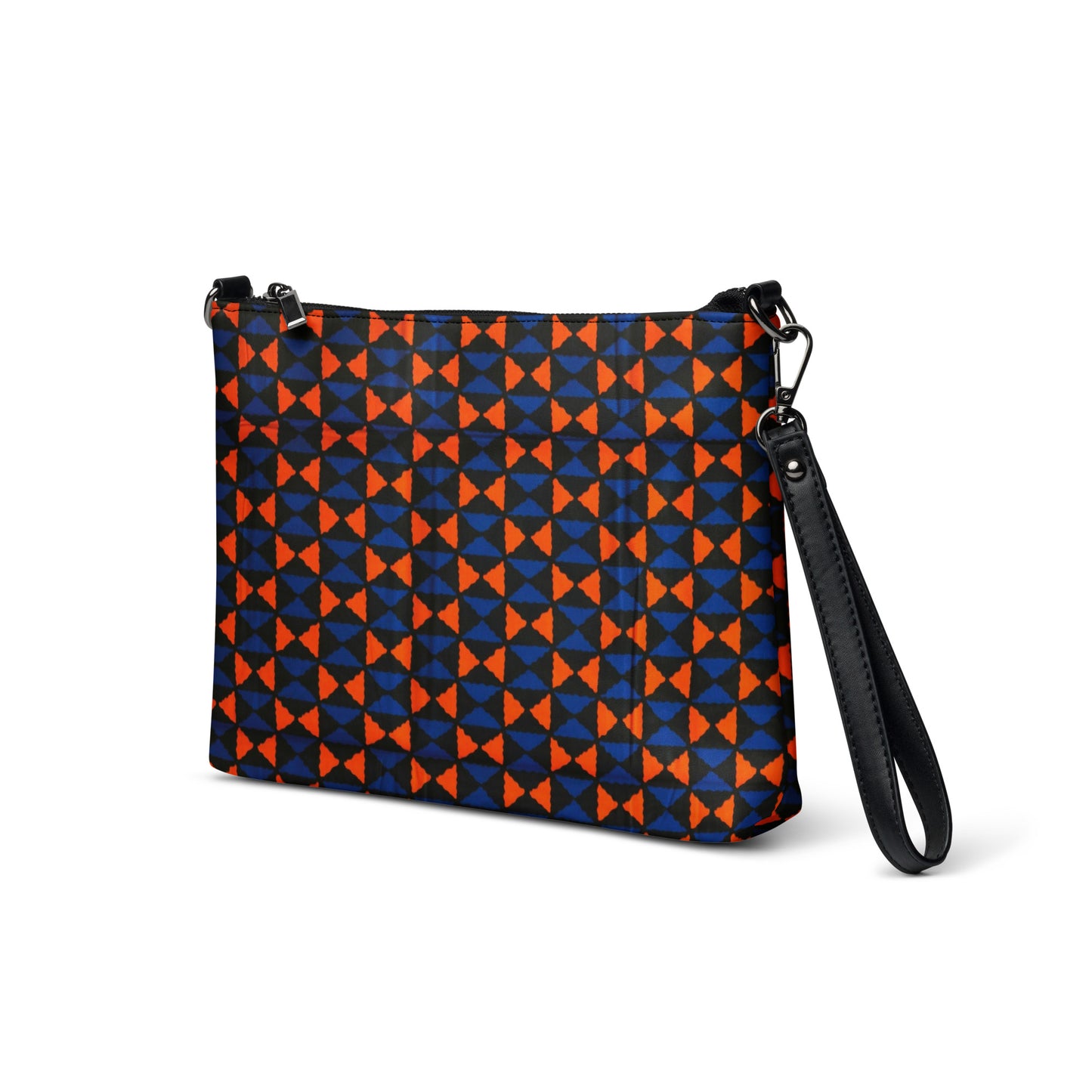 Orange & Blue Triangle Ankara Crossbody Bag