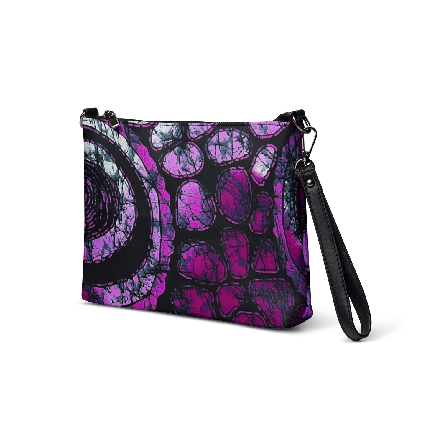 Purple Black Ankara Crossbody Bag