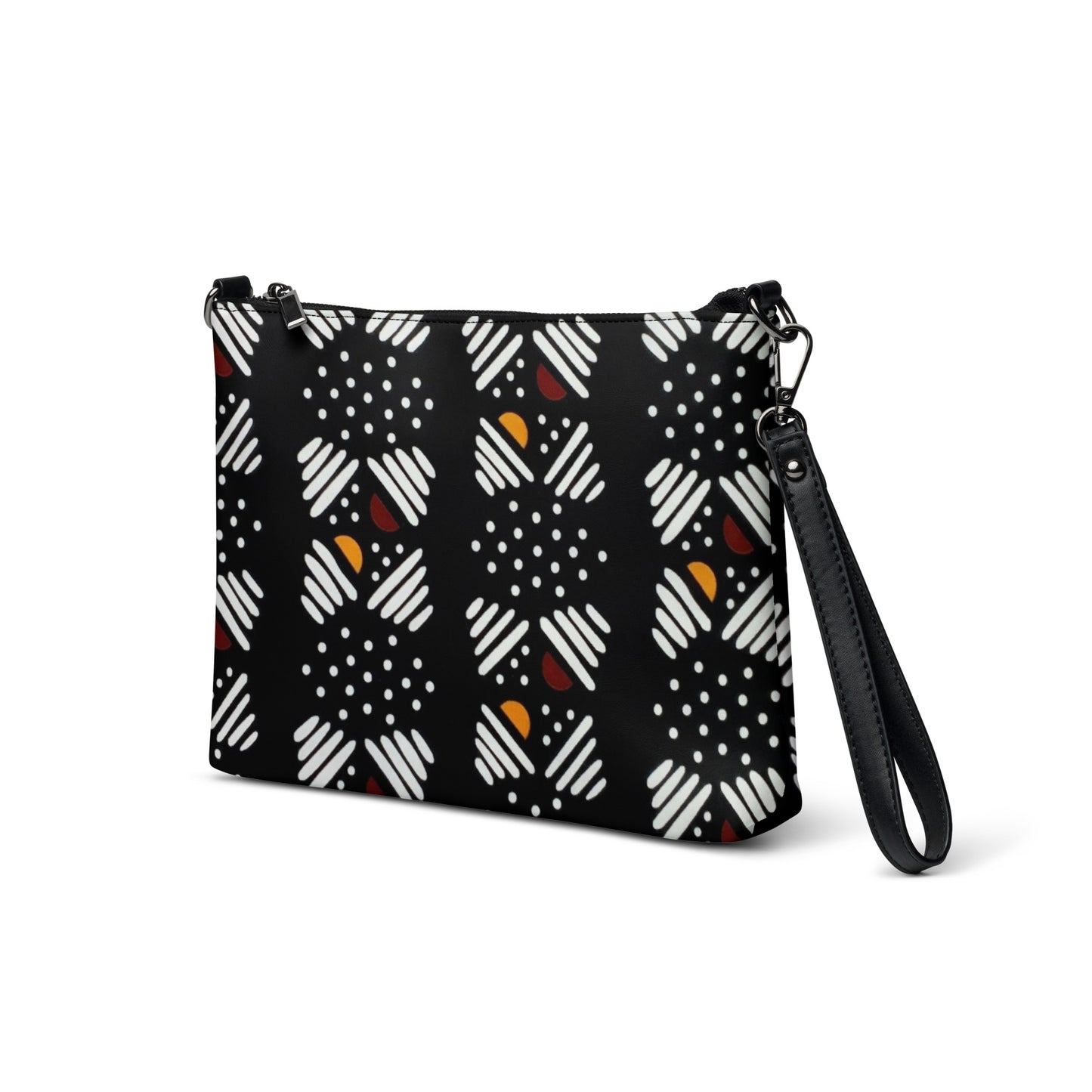 Red Yellow Black & White Bogolan Ankara Crossbody Bag