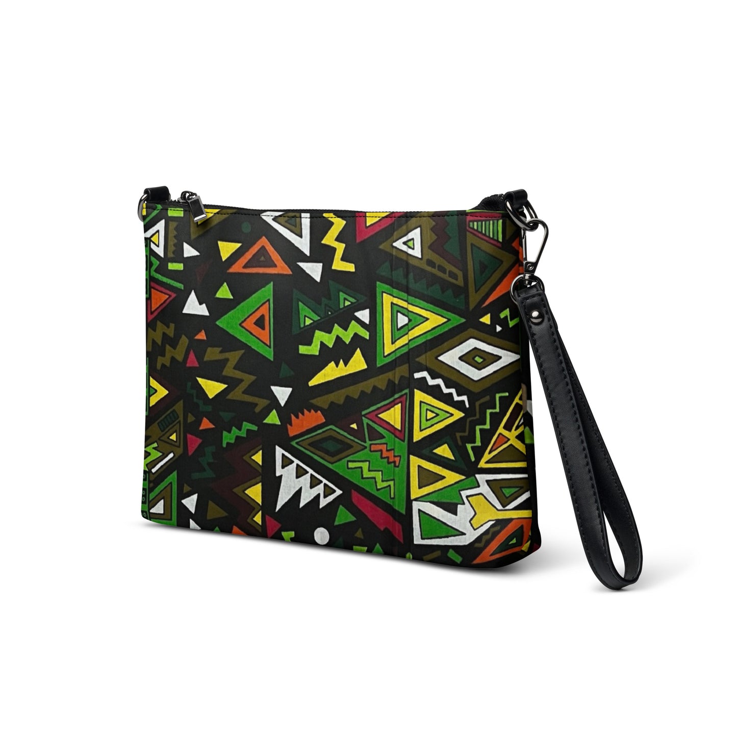 Vibrant Multicolour Green Black Yellow Red Ethnic Ankara Crossbody Bag