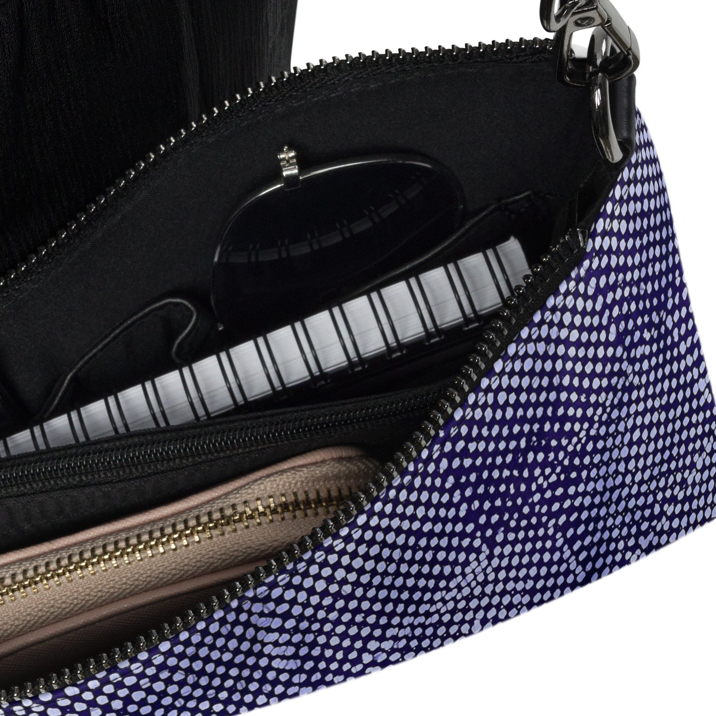 Purple And White Polka Dots Adire Crossbody Bag