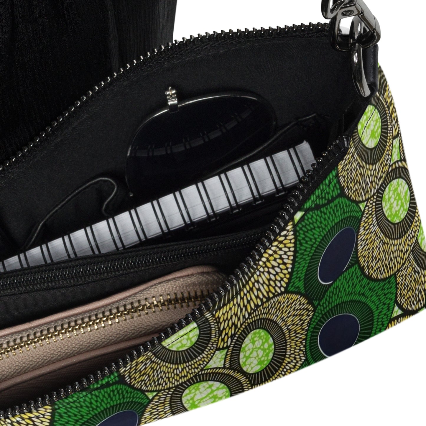 Green Oval Ankara Crossbody Bag