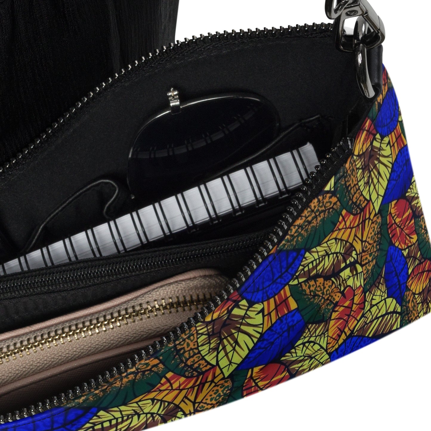 Multicolour Blue Leaf Ankara Crossbody Bag