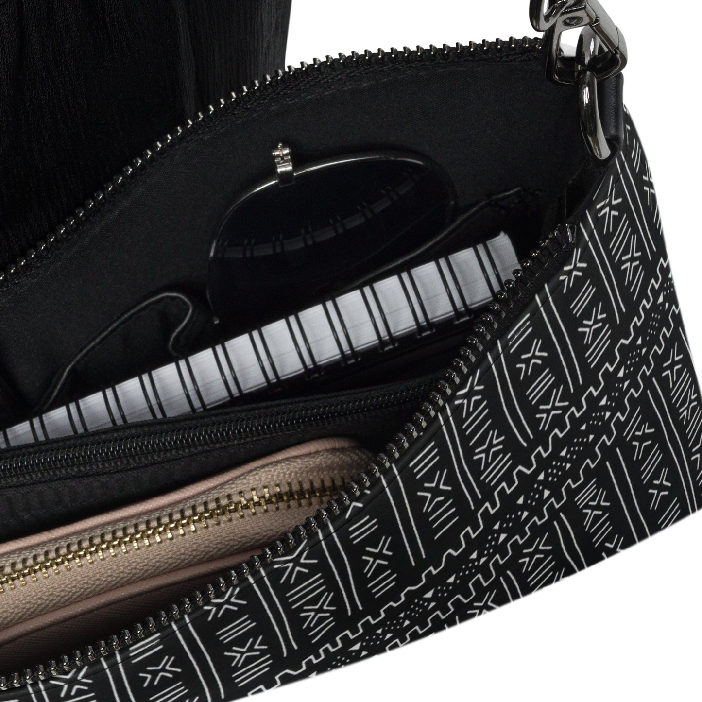 Black White Bogolan African Print Ankara Crossbody Bag