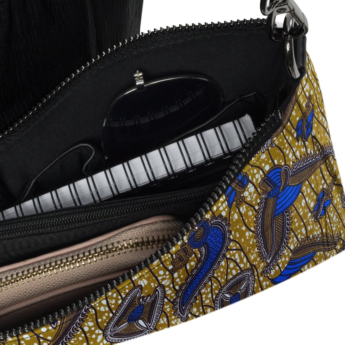 Blue Brown Abstract Ankara Crossbody Bag