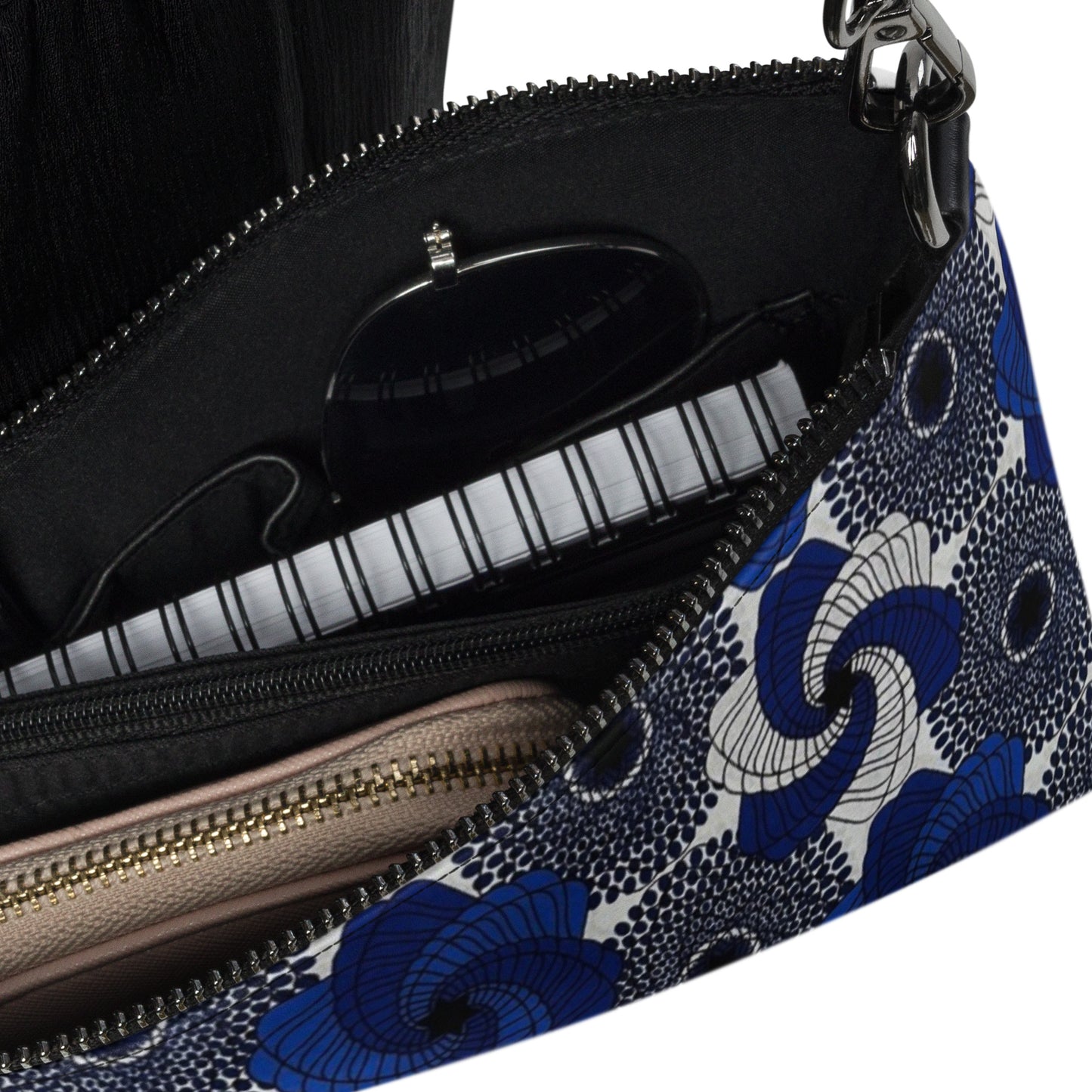 Blue White Black Mandela Ankara Crossbody Bag