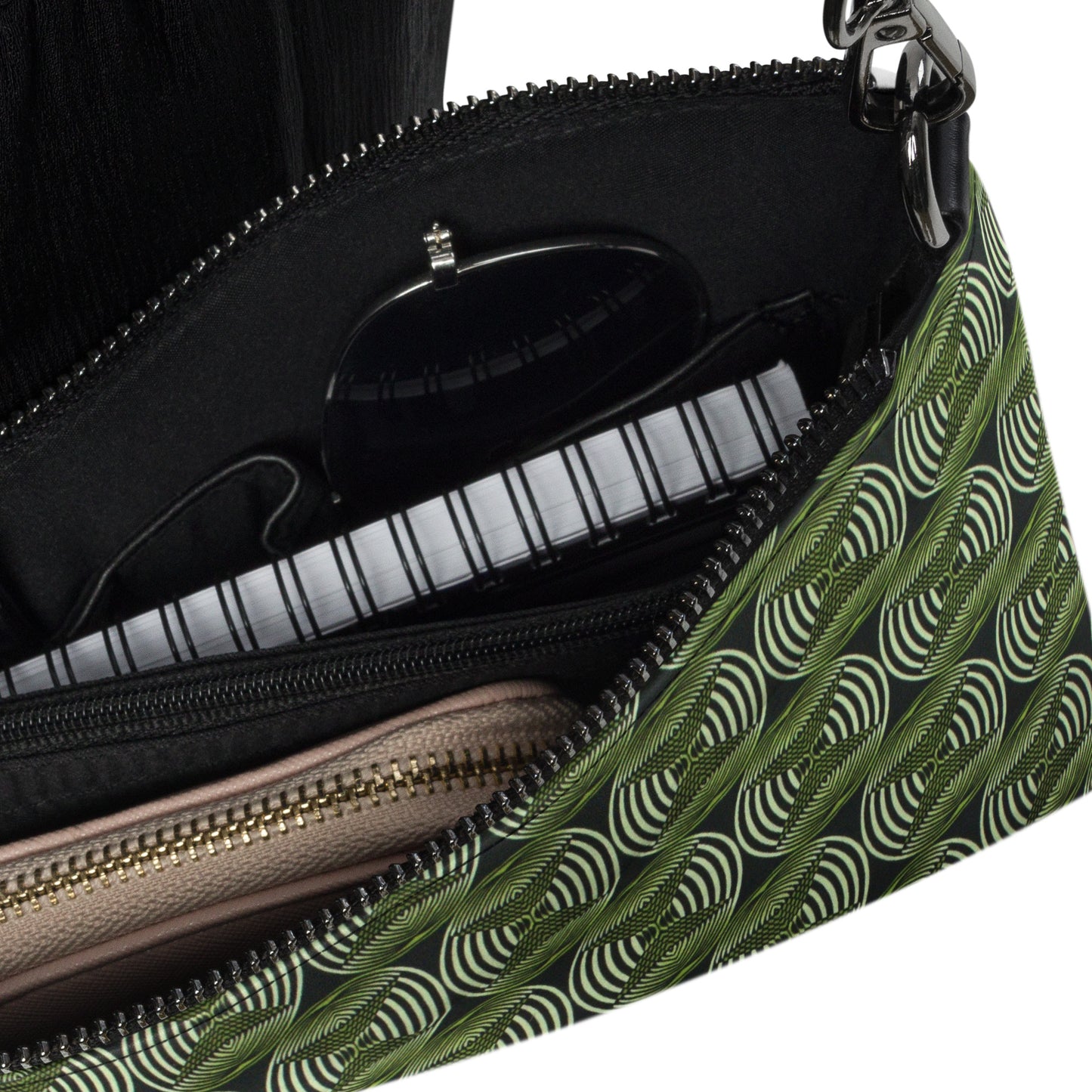 Bottle Green Abstract Ankara Crossbody Bag