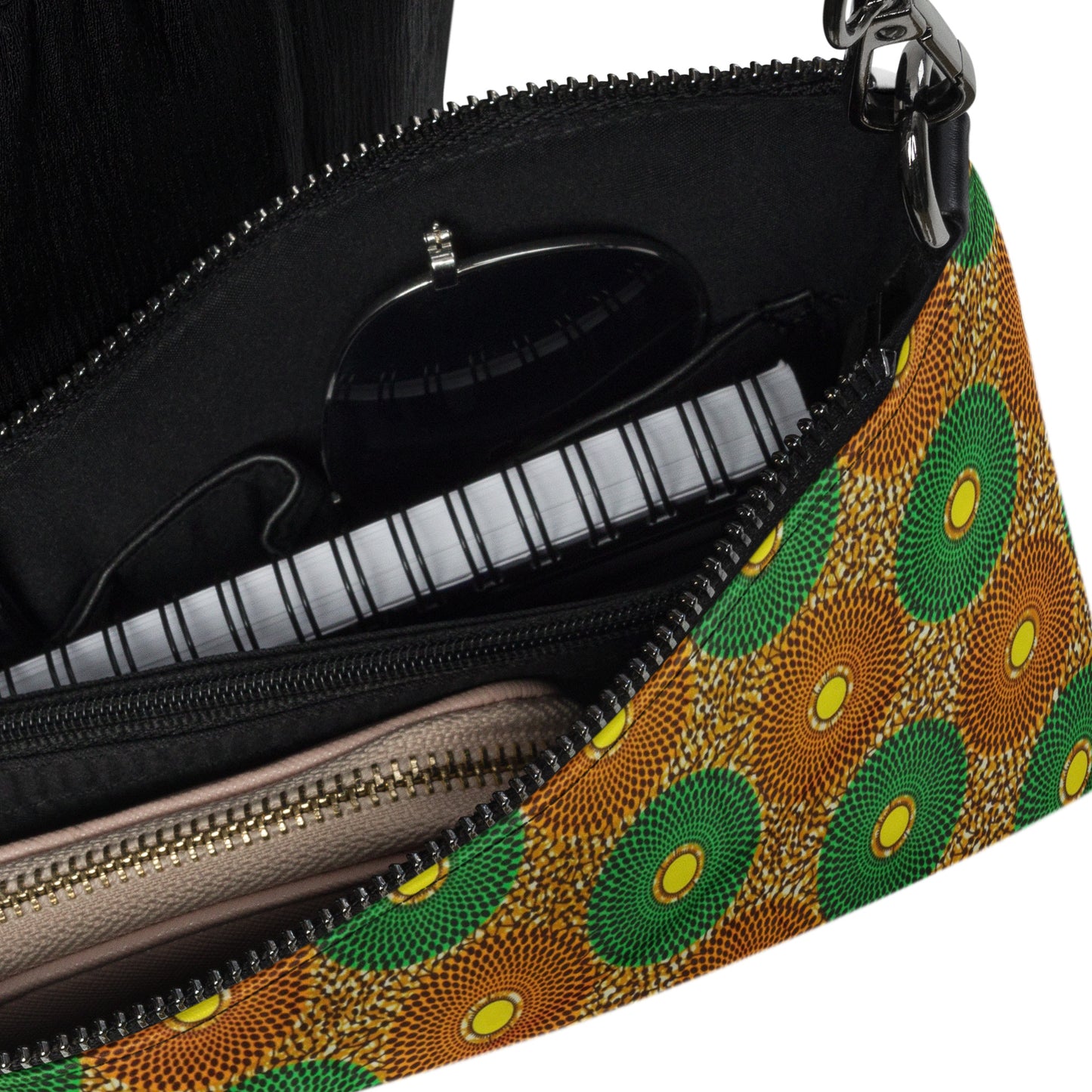 Green & Peach Mandela Ankara Crossbody Bag