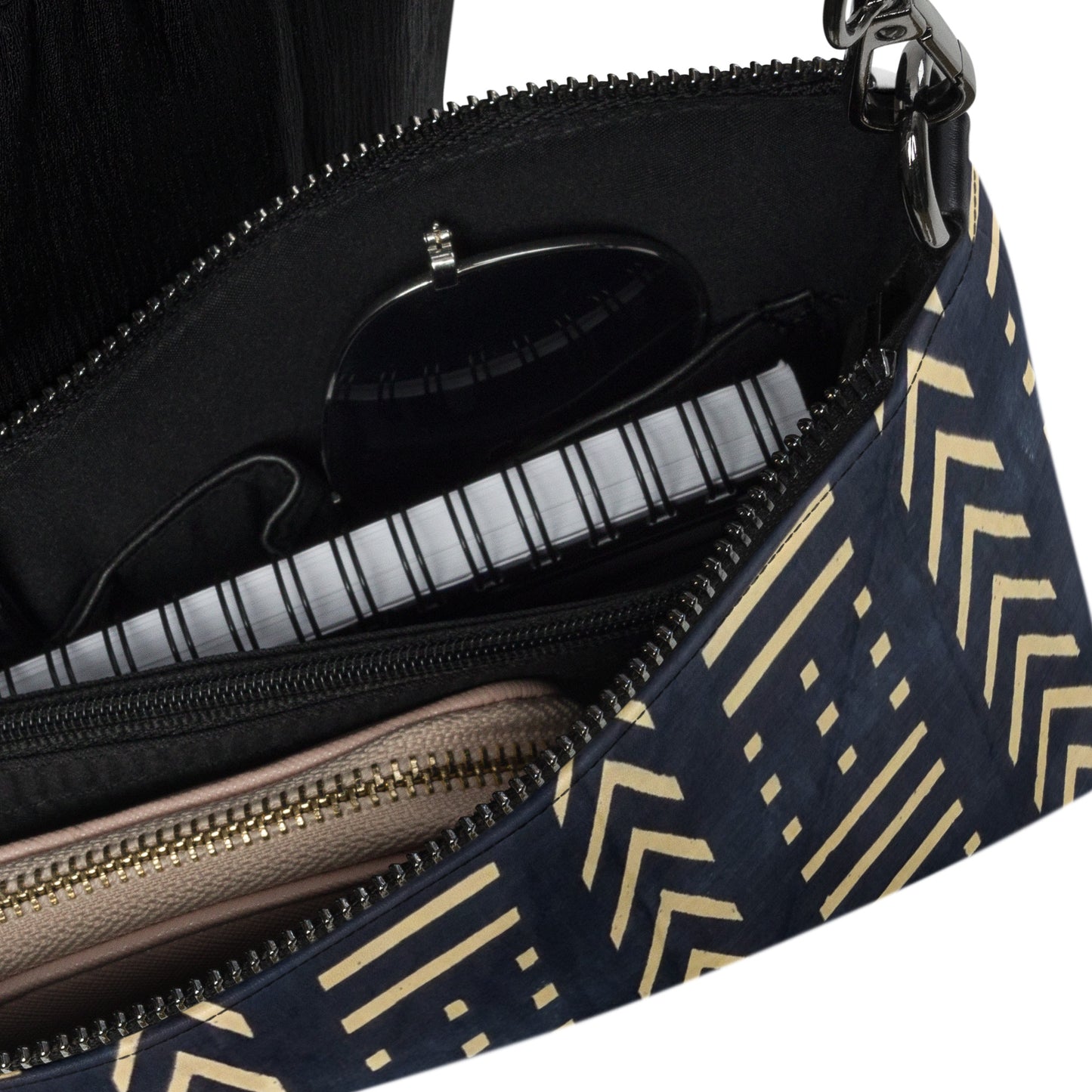 Light Brown & Black Bogolan Ankara Crossbody Bag