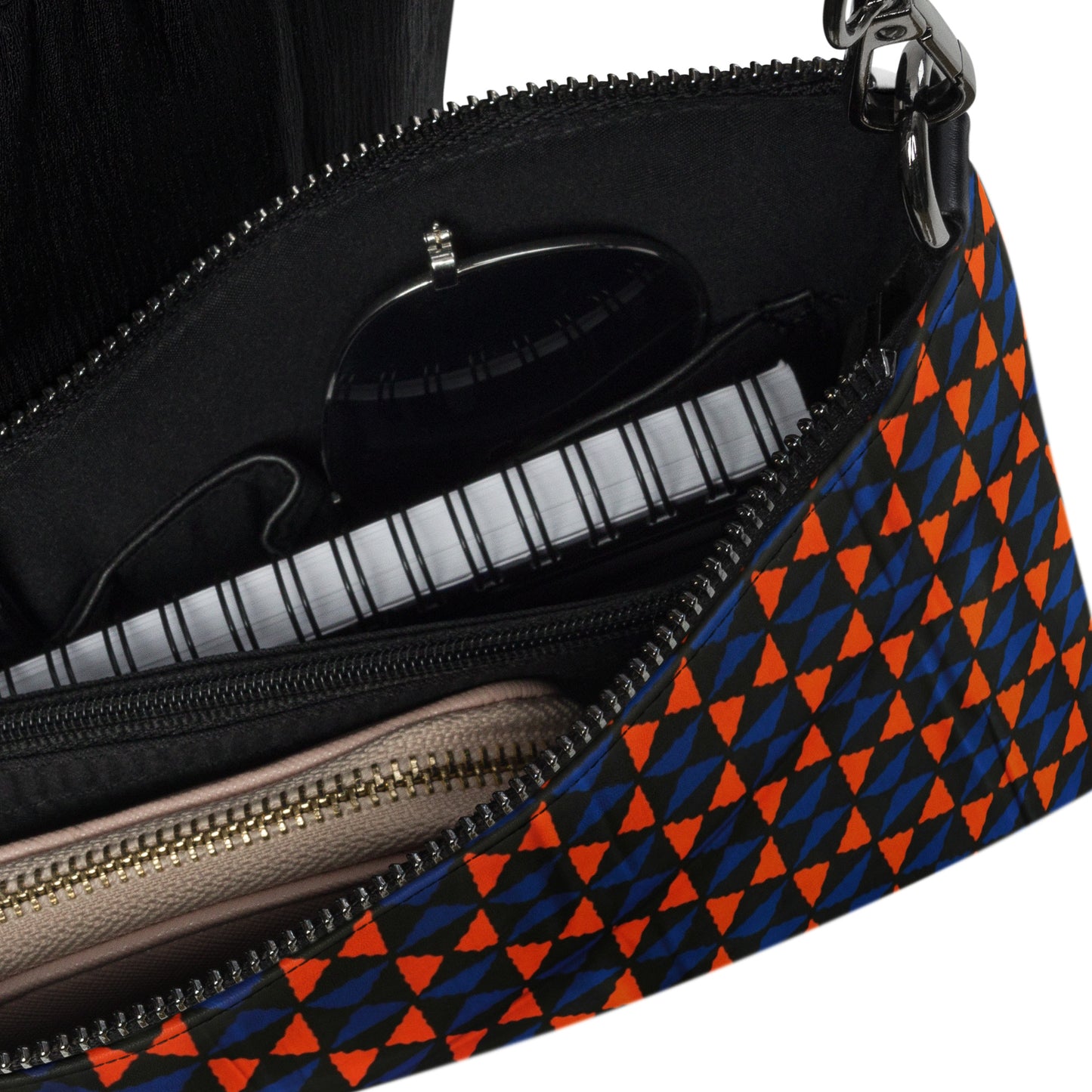 Orange & Blue Triangle Ankara Crossbody Bag