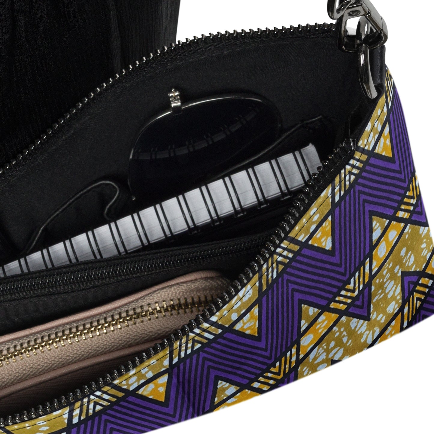 Purple & Yellow Kente Ankara Crossbody Bag