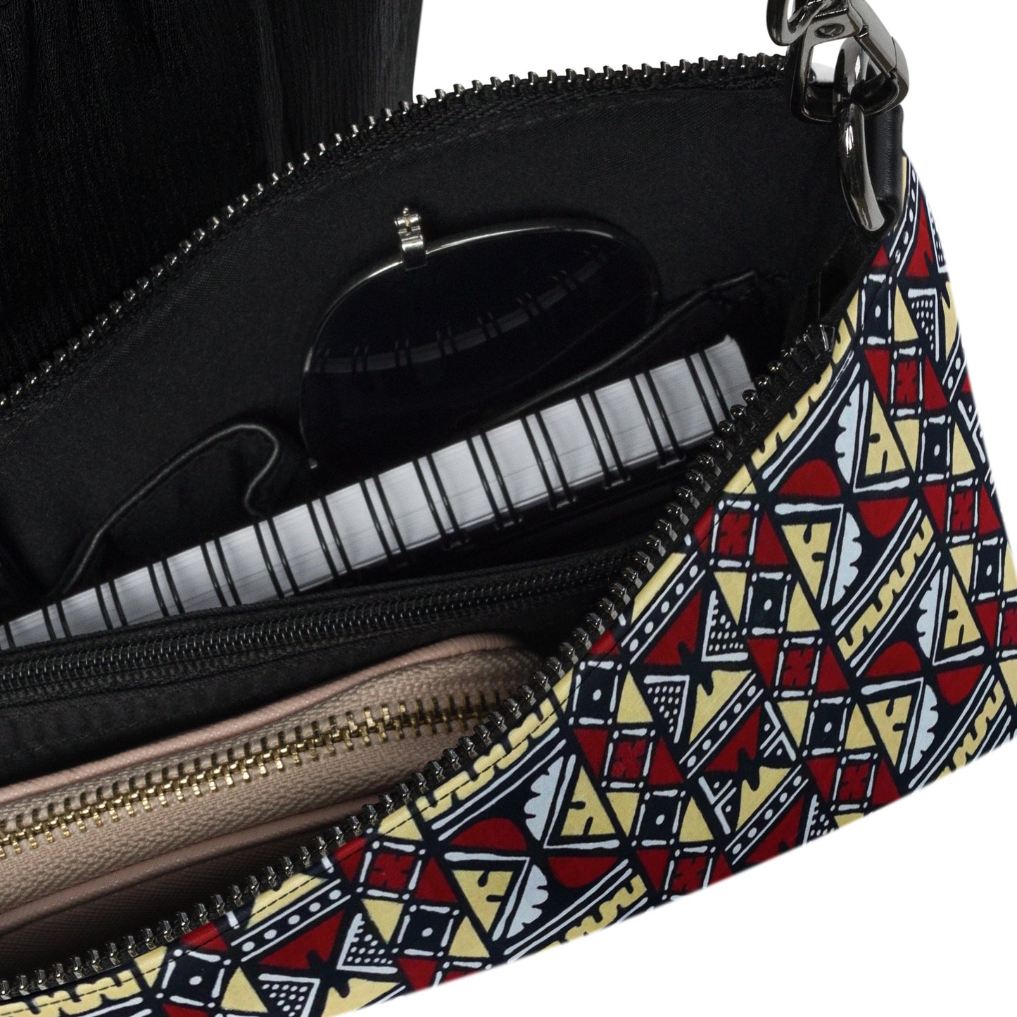 Red Cream Black & White Bogolan Ankara Crossbody Bag