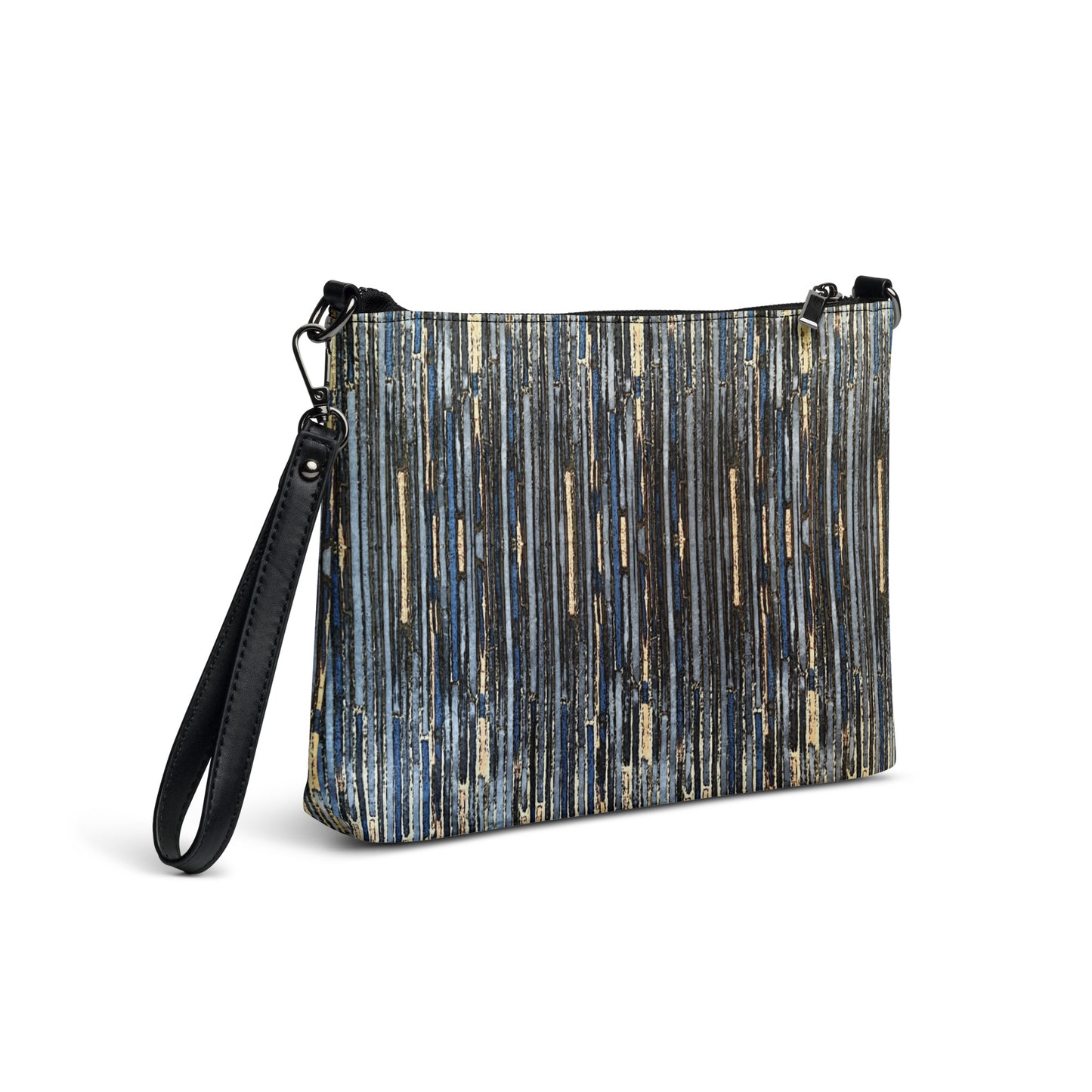 Blue Peach Stripes African Print Ankara Crossbody Bag