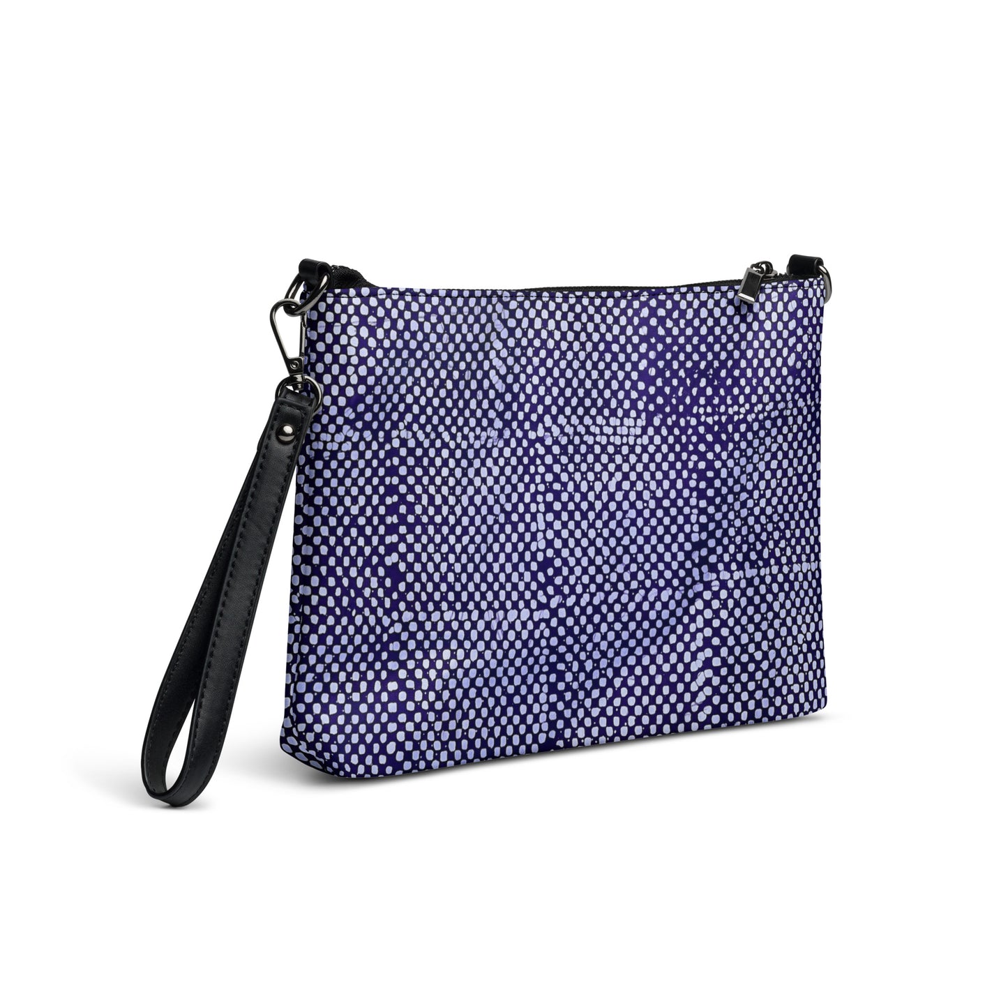 Purple And White Polka Dots Adire Crossbody Bag