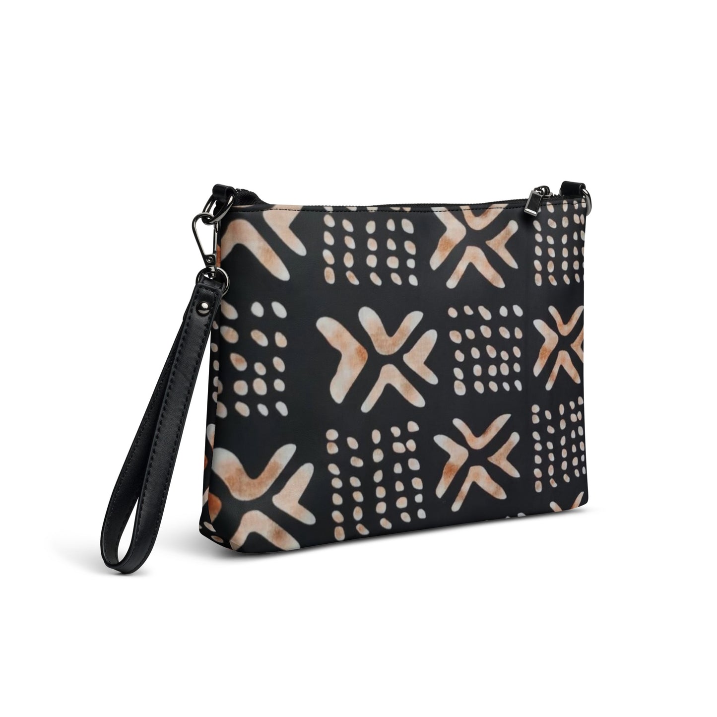 Brown Abstract Square Ankara Crossbody Bag