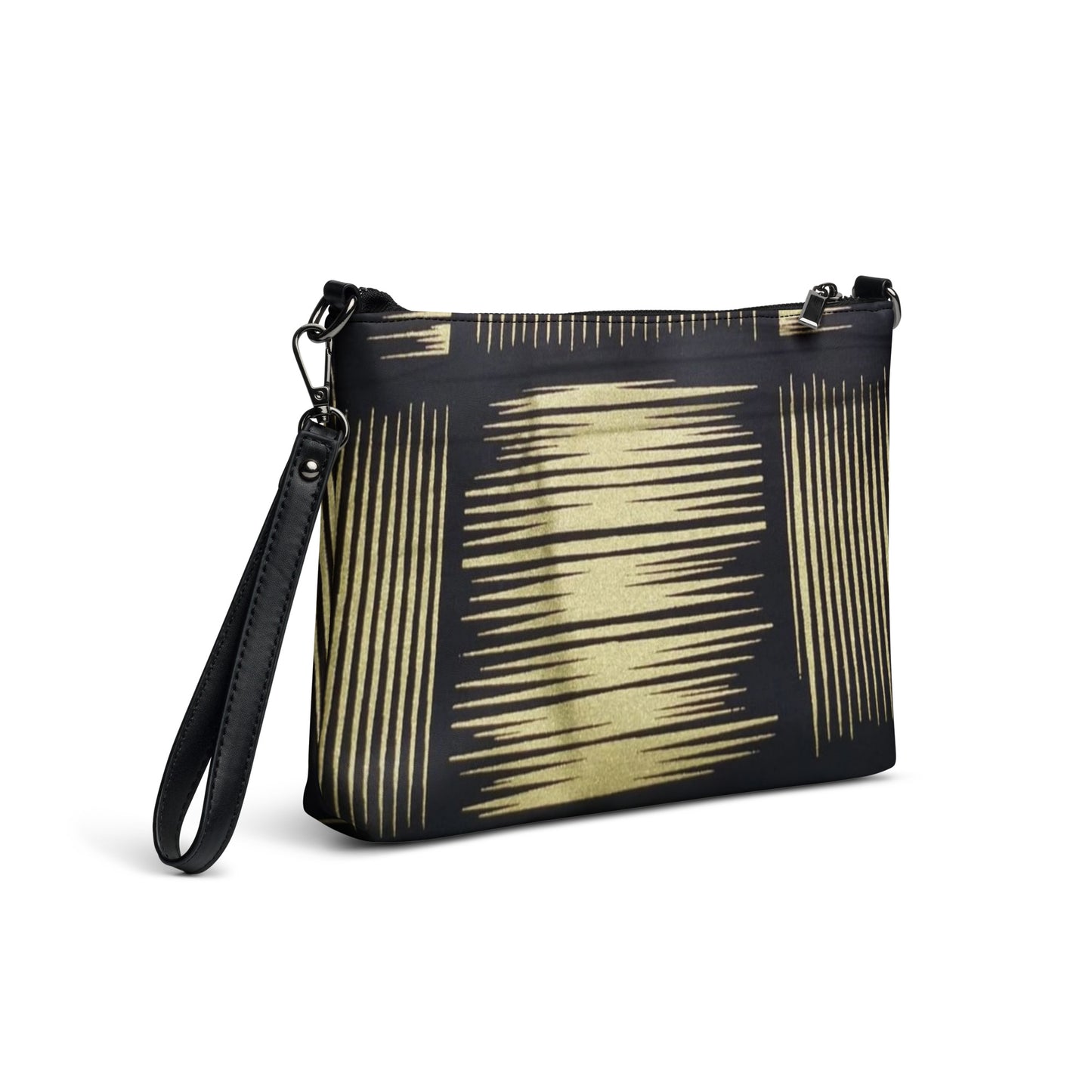 Cream Black Ankara Crossbody Bag