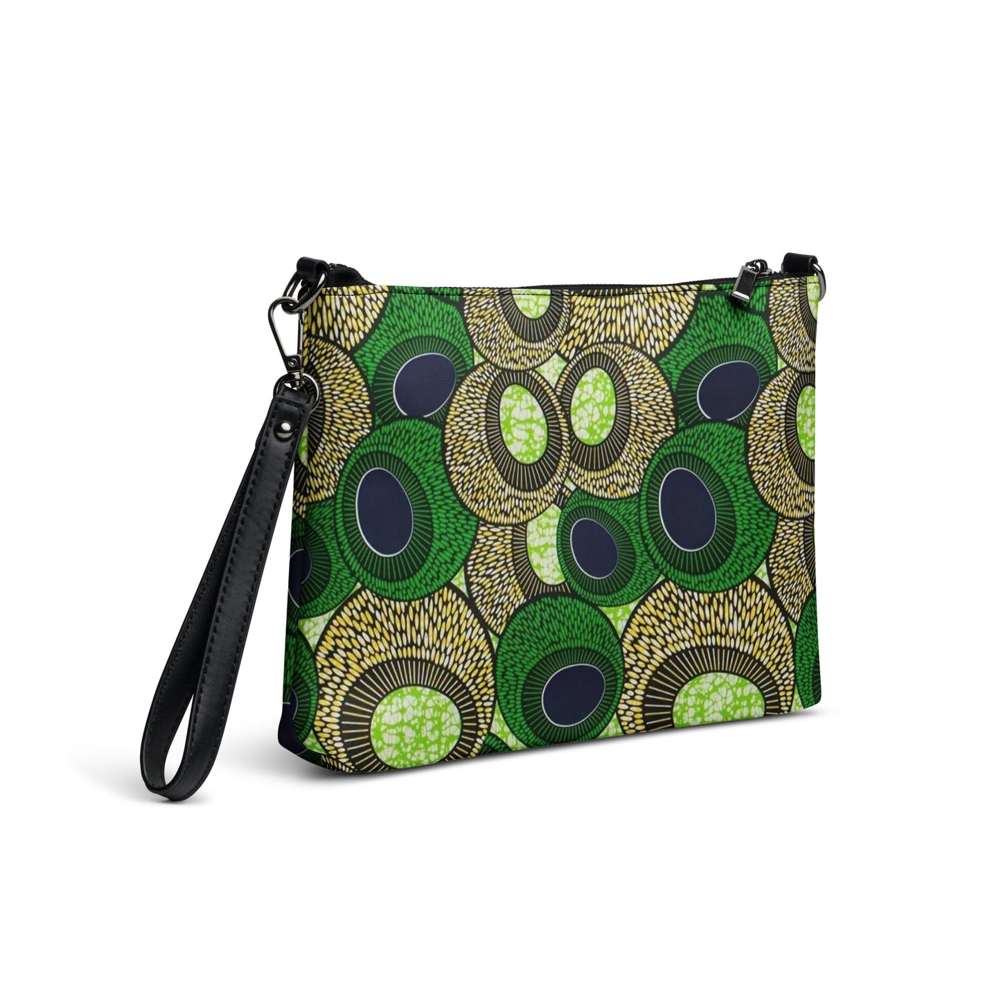 Green Oval Ankara Crossbody Bag