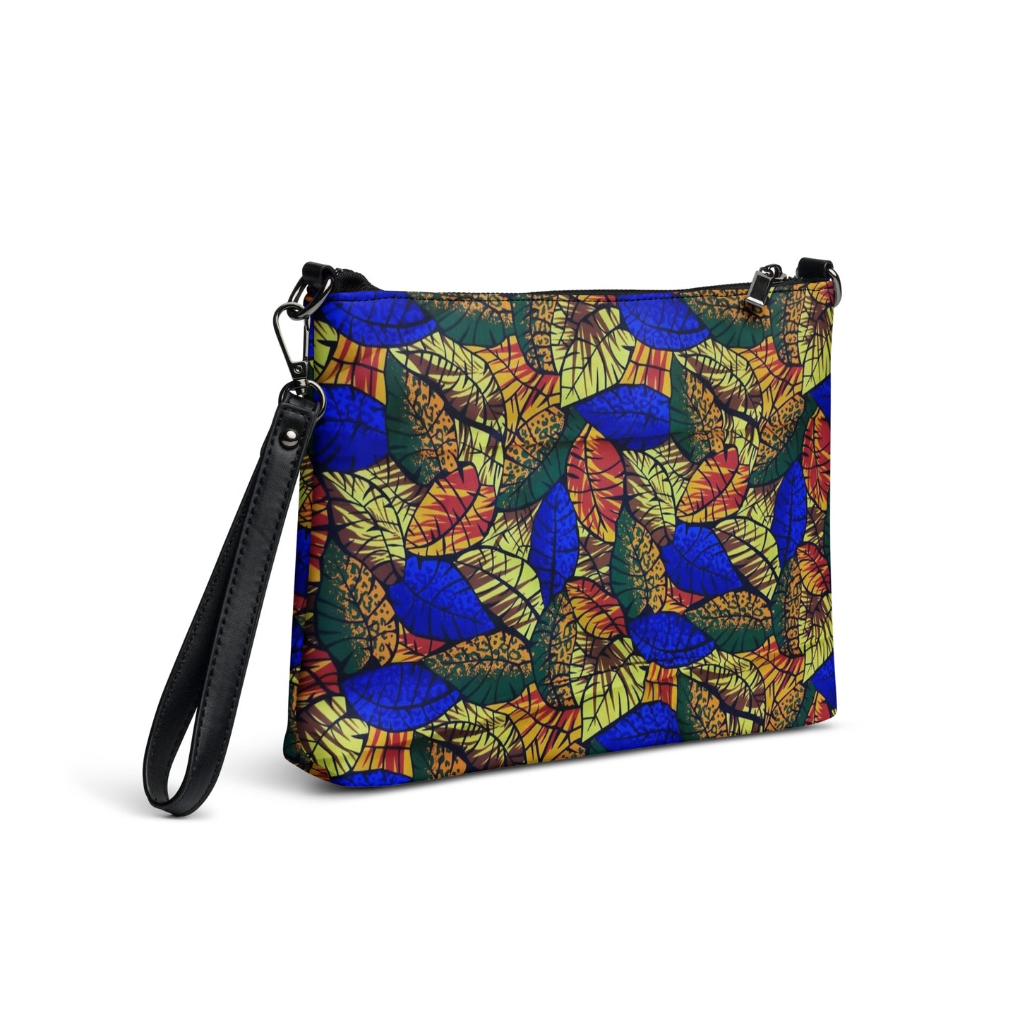 Multicolour Blue Leaf Ankara Crossbody Bag