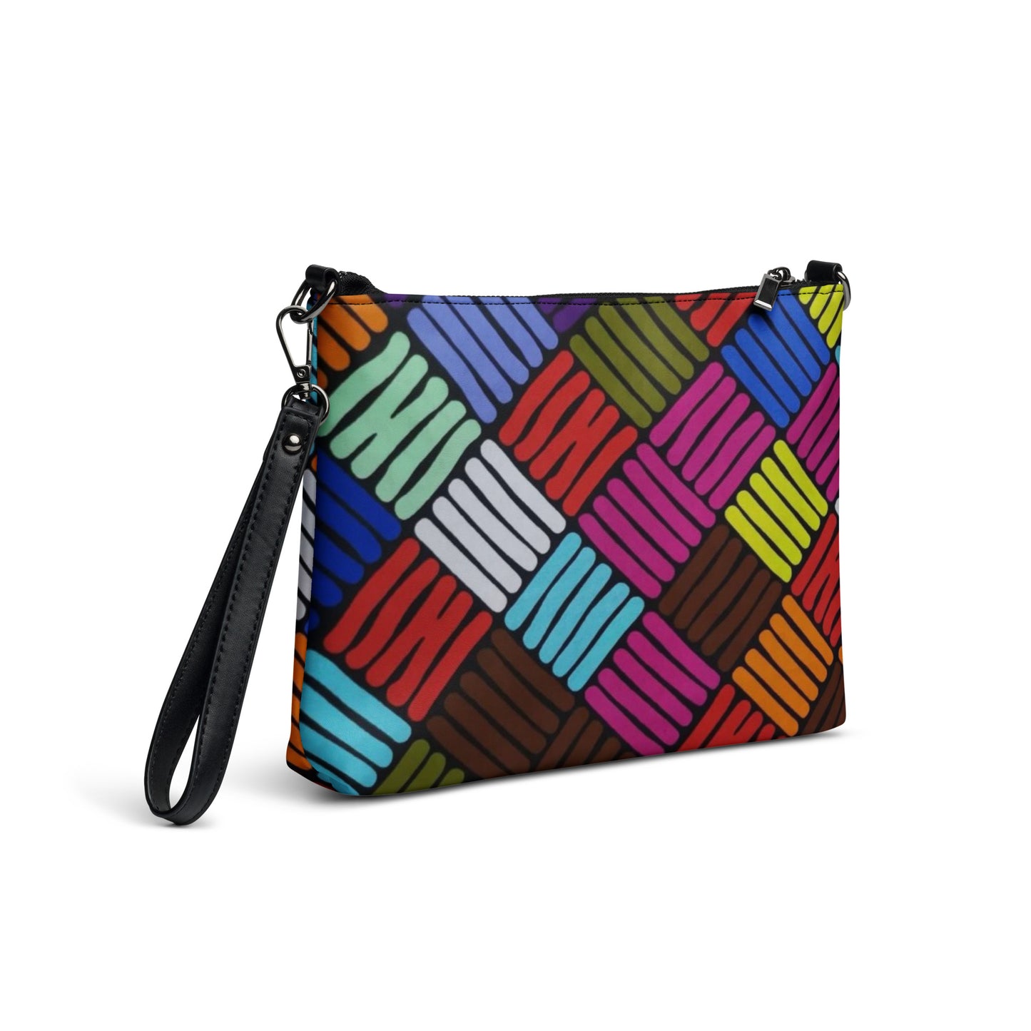 Multicolour Line Square Ankara Crossbody Bag