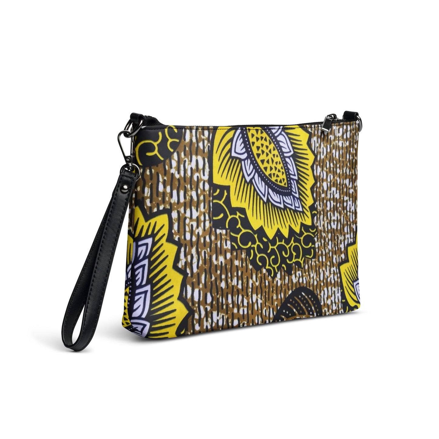 Yellow Brown Ankara Crossbody Bag