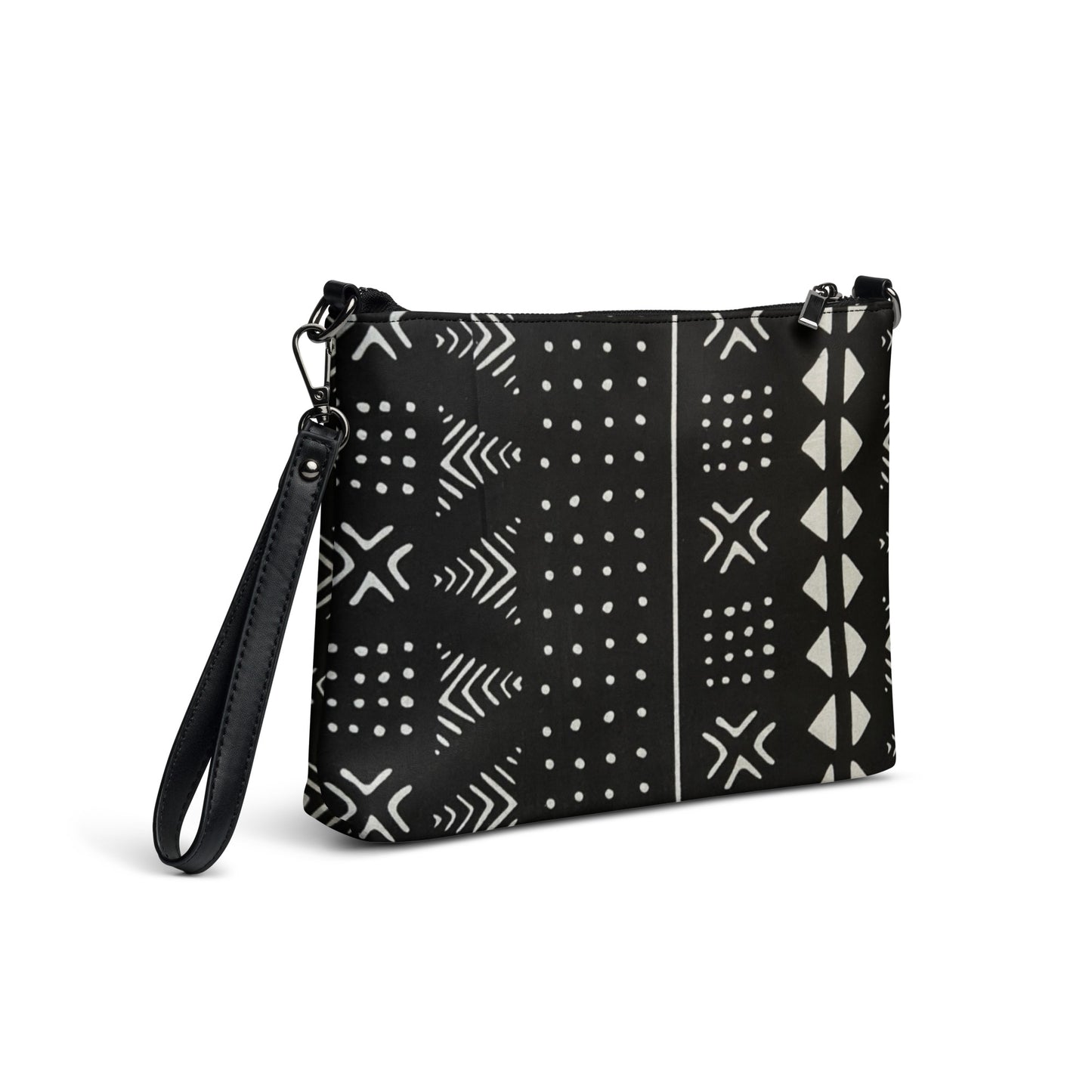 Black & White African Print Ankara Crossbody Bag