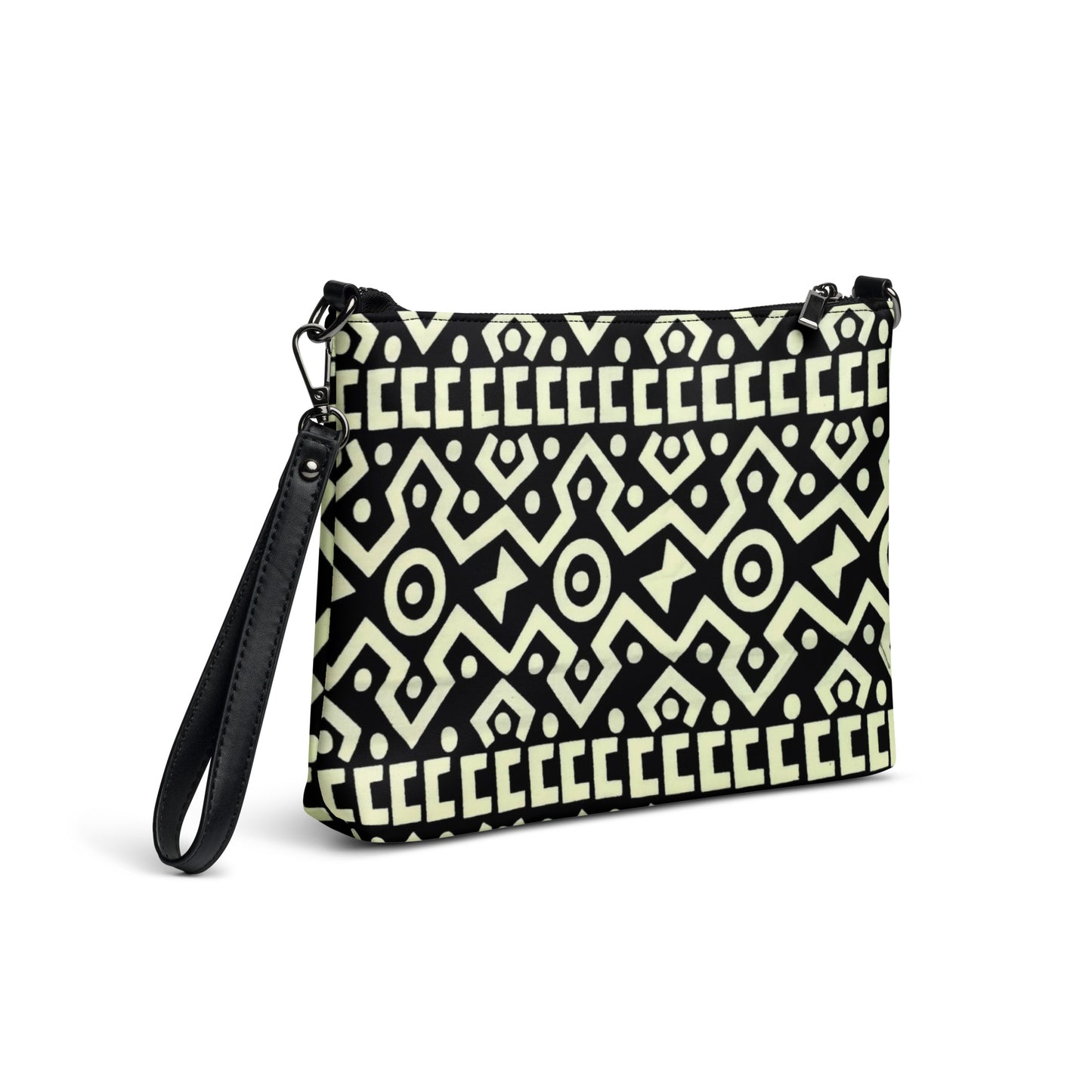 Black & Cream Bogolan Ankara Crossbody Bag