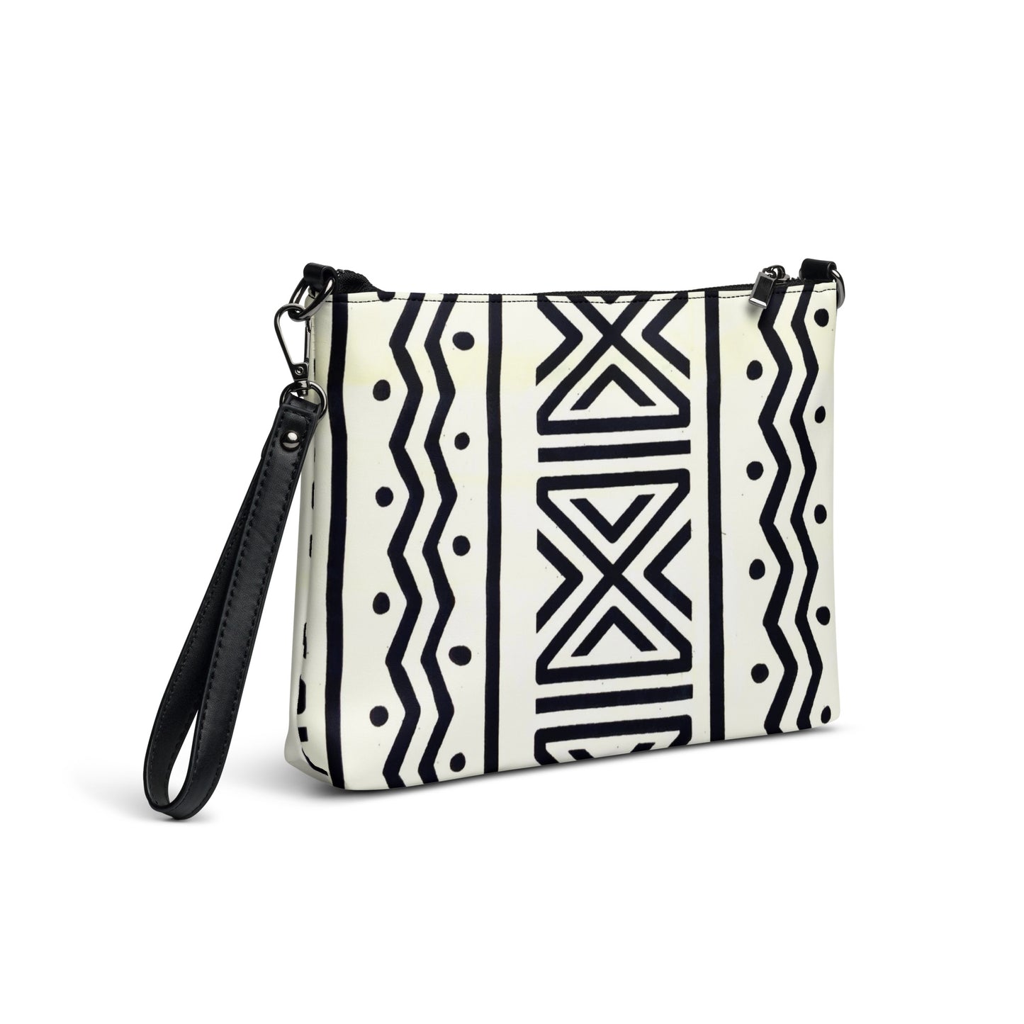 Black & White Bogolan Ankara Crossbody Bag