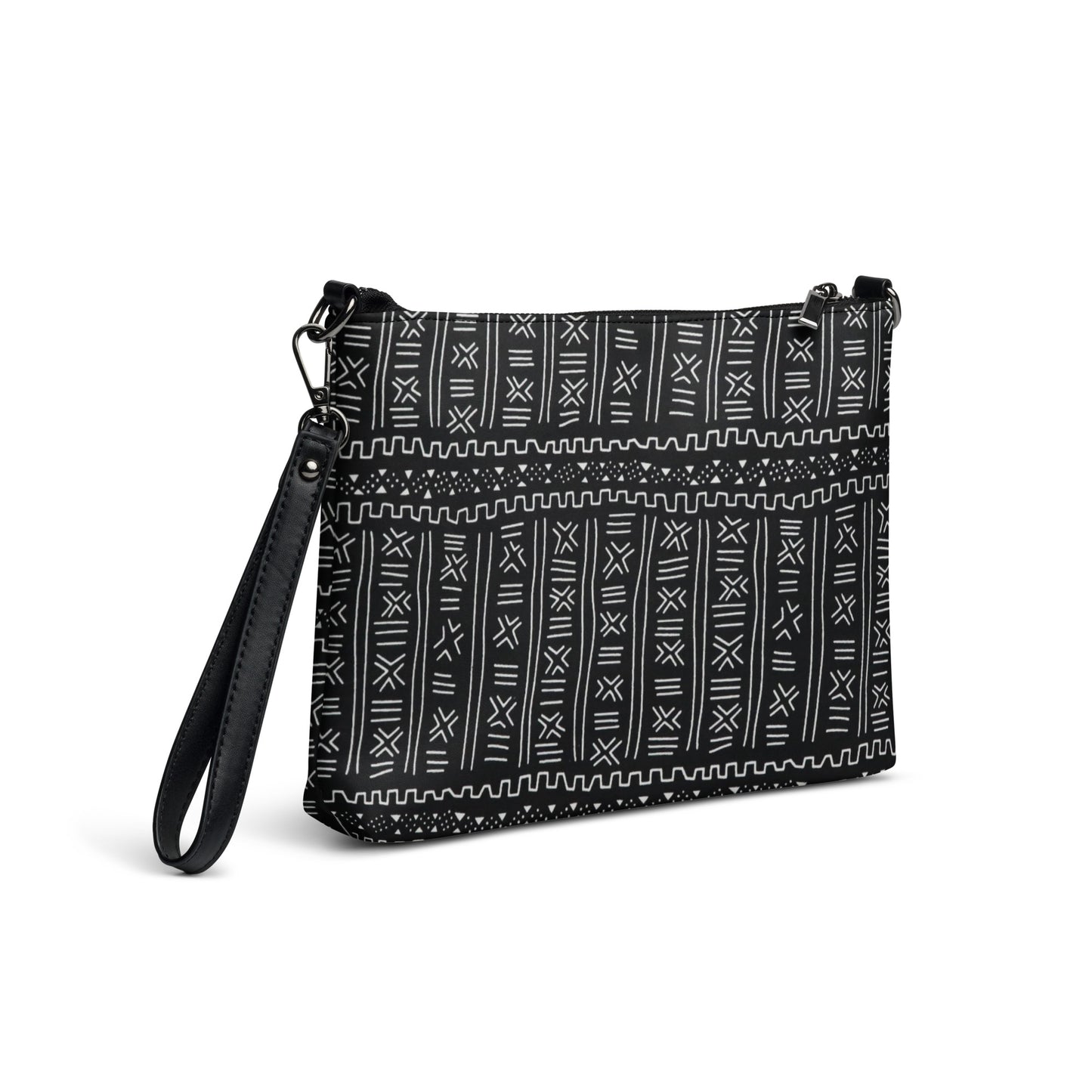 Black White Bogolan African Print Ankara Crossbody Bag