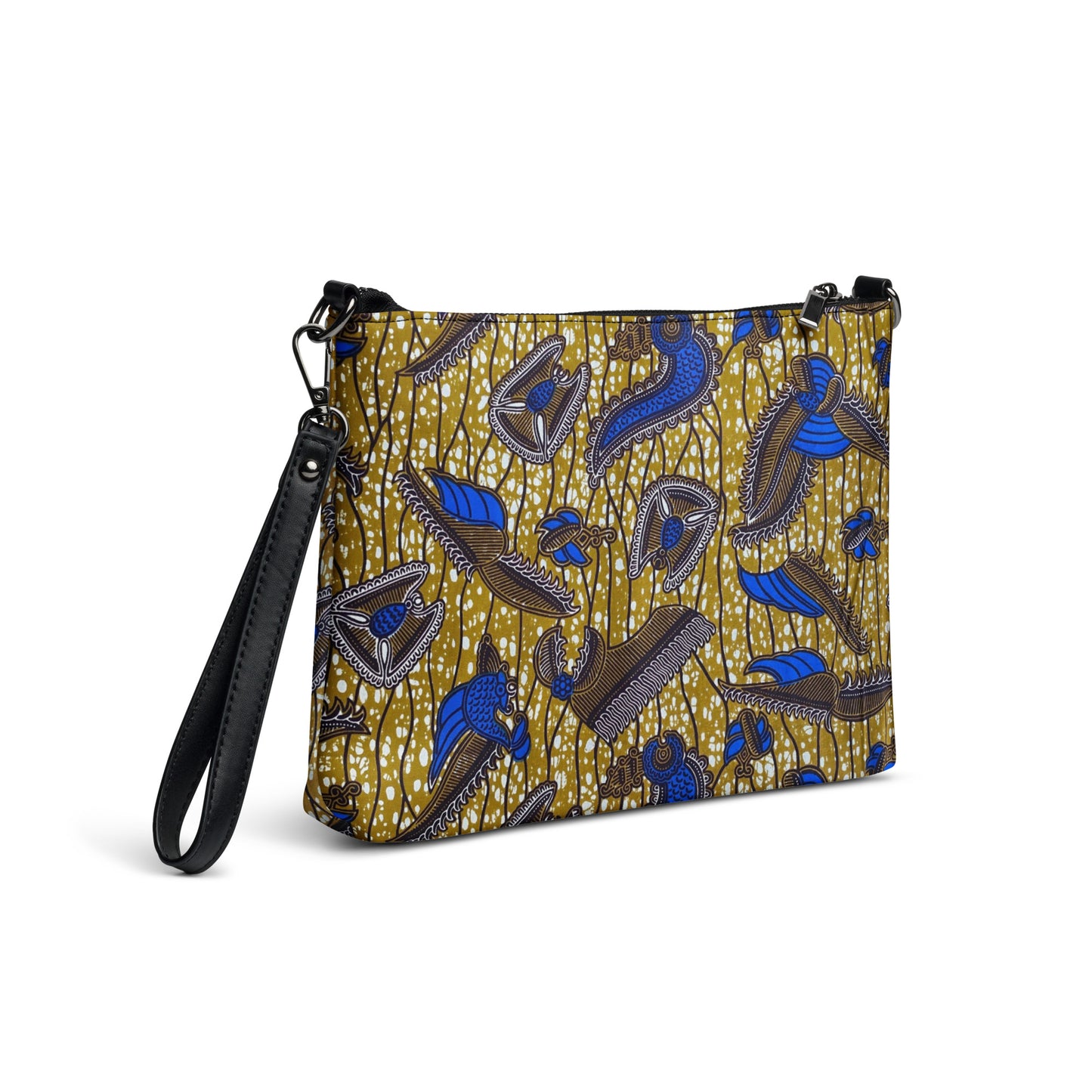 Blue Brown Abstract Ankara Crossbody Bag