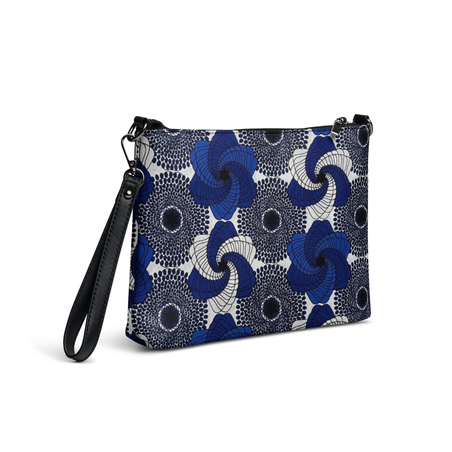 Blue White Black Mandela Ankara Crossbody Bag