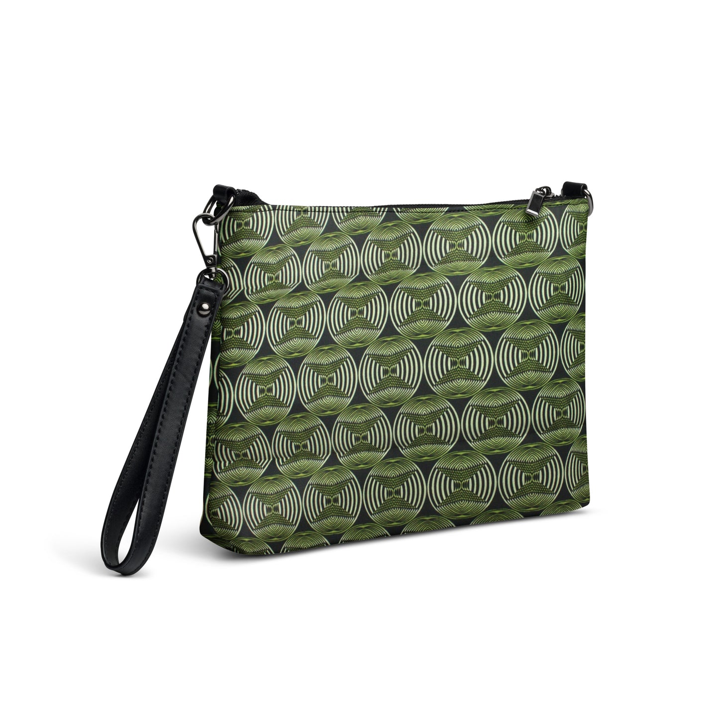 Bottle Green Abstract Ankara Crossbody Bag