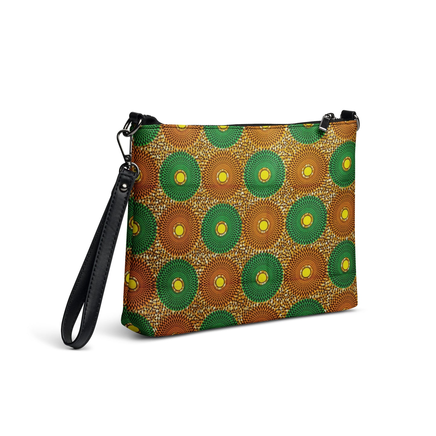 Green & Peach Mandela Ankara Crossbody Bag