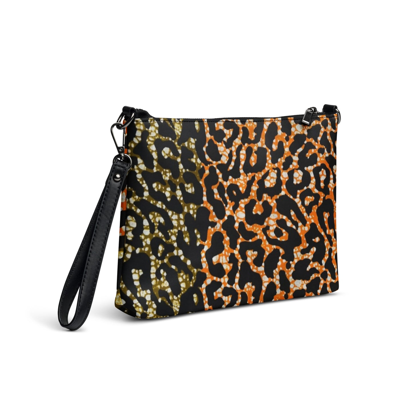 Green Orange Leopard Ankara Crossbody Bag