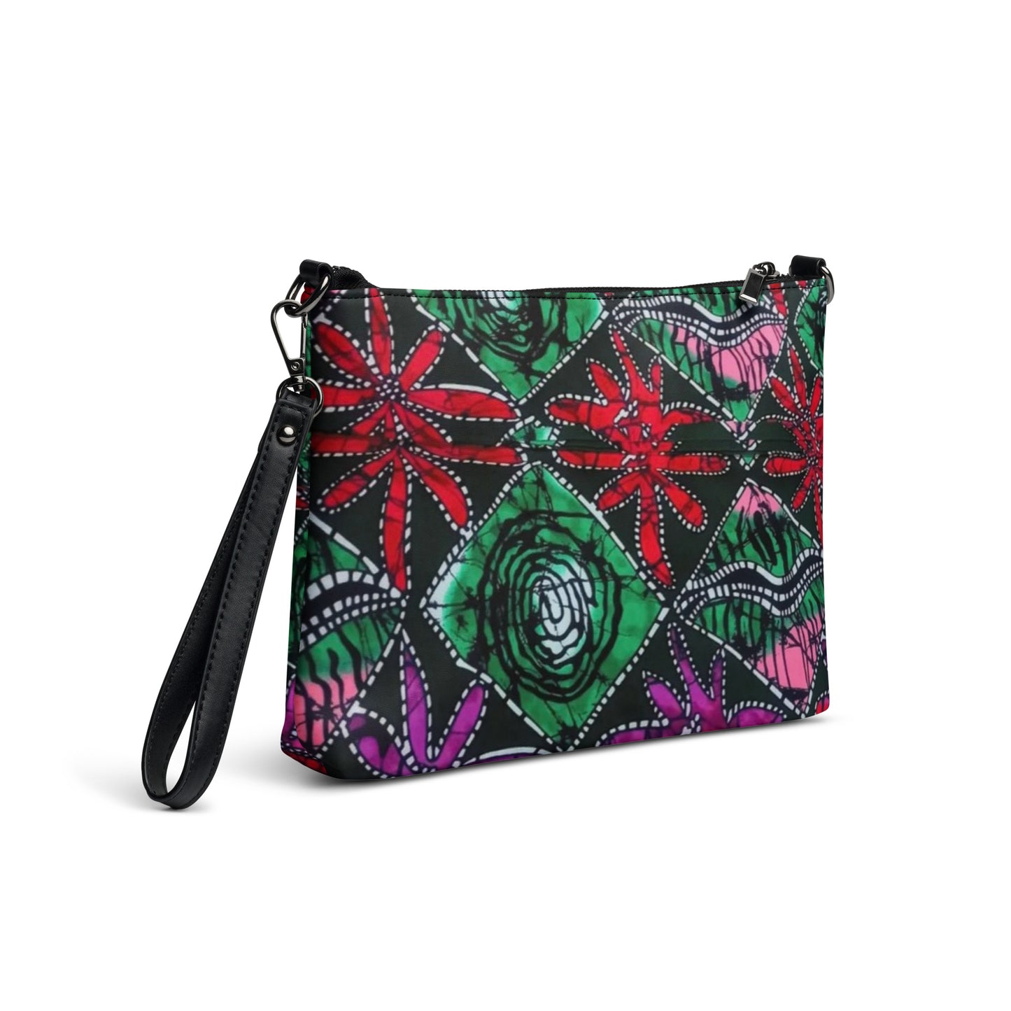 Green Red Purple Ankara Crossbody Bag