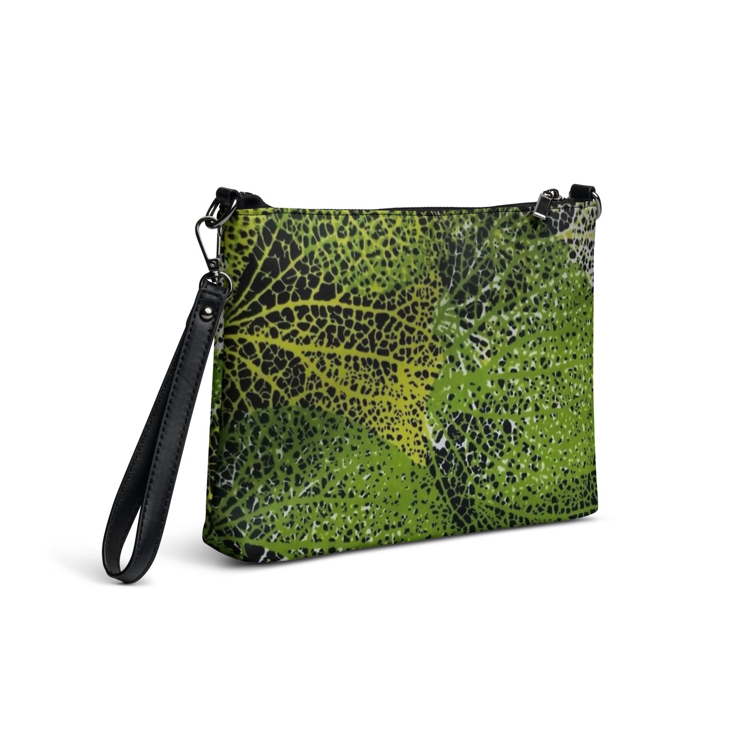 Green Spine Leaves Ankara Crossbody Bag