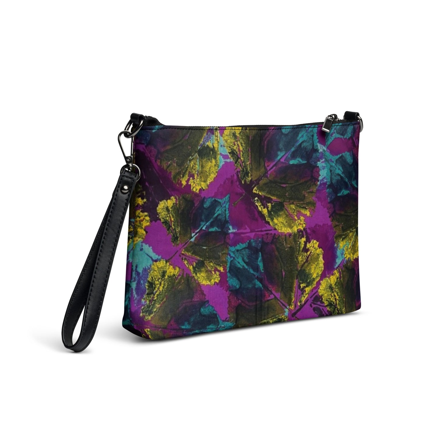 Multicolour Leaves On Purple Ankara Crossbody Bag