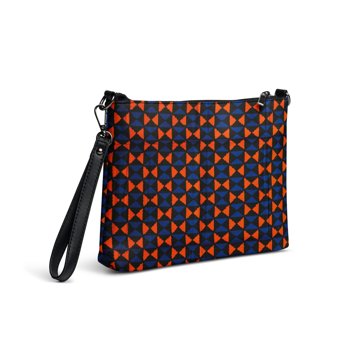 Orange & Blue Triangle Ankara Crossbody Bag