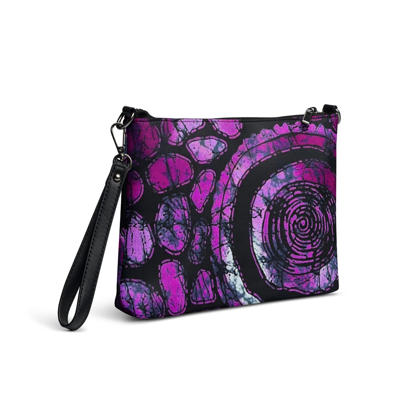 Purple Black Ankara Crossbody Bag