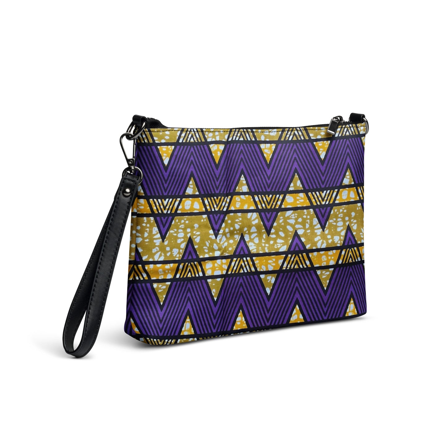 Purple & Yellow Kente Ankara Crossbody Bag