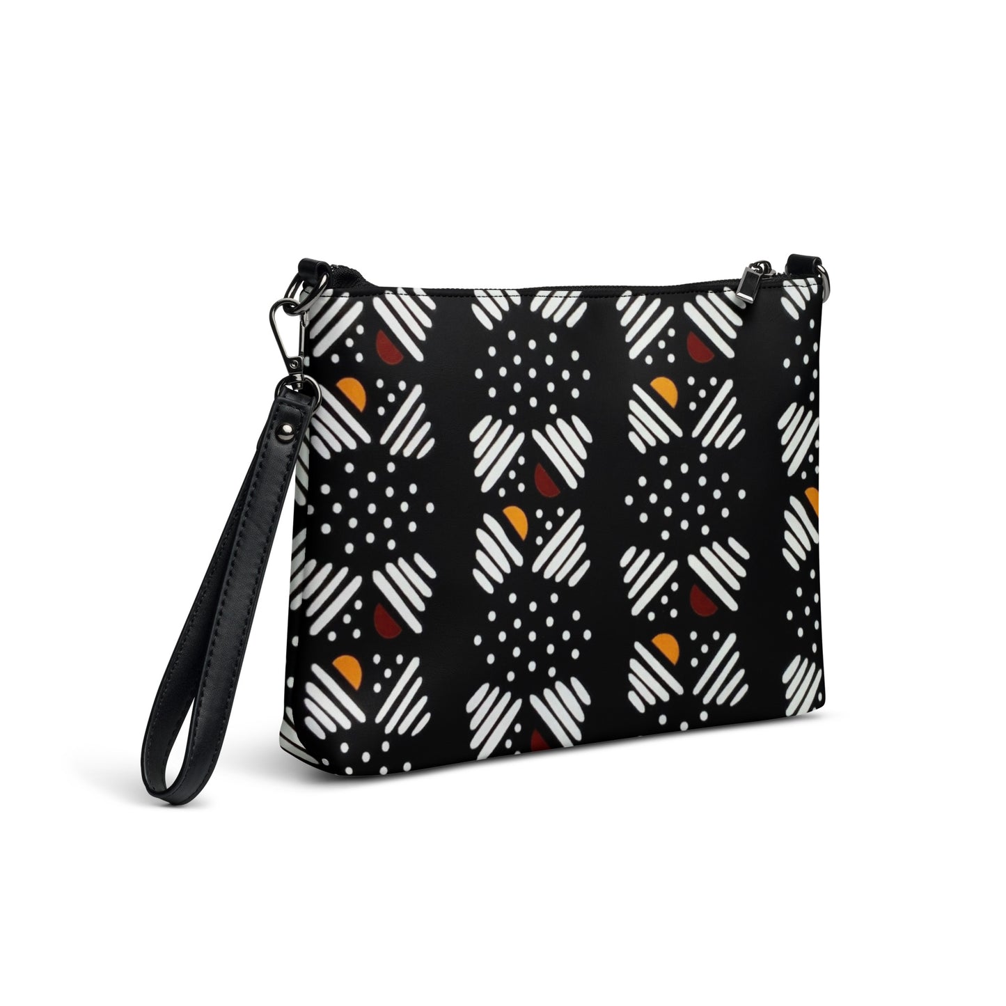 Red Yellow Black & White Bogolan Ankara Crossbody Bag