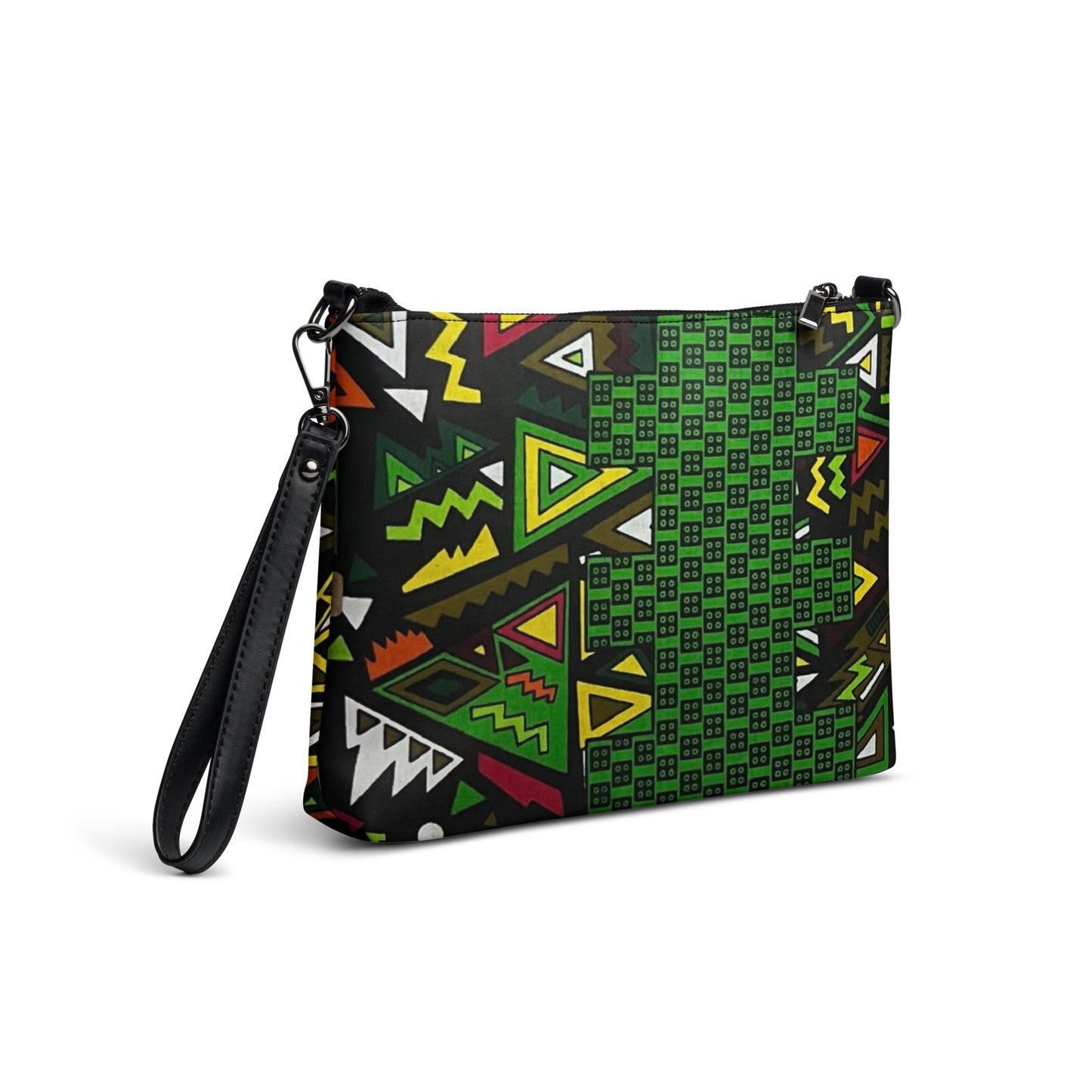 Vibrant Multicolour Green Black Yellow Red Ethnic Ankara Crossbody Bag