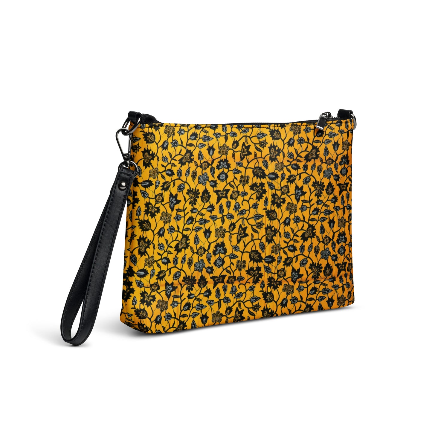 Yellow & Leaves Ankara Crossbody Bag