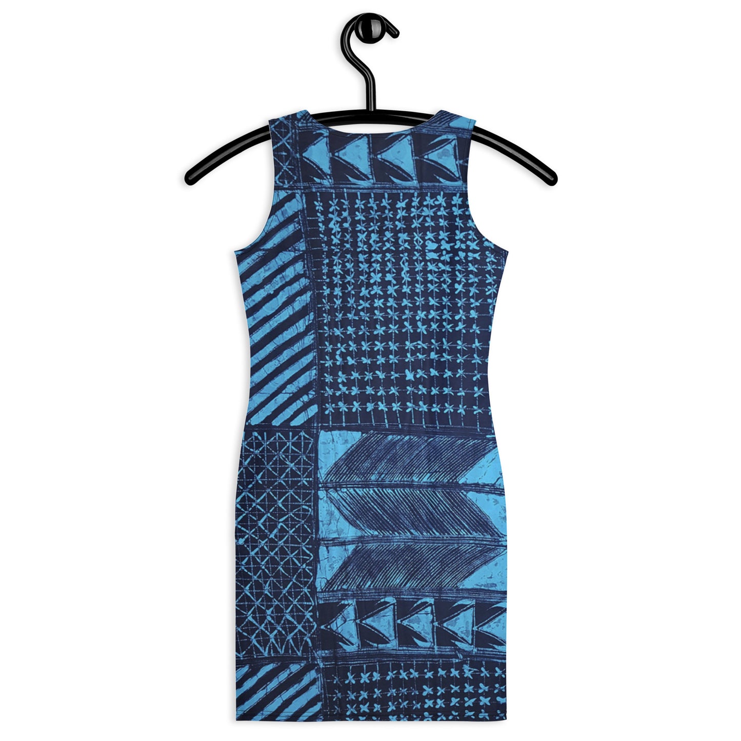 Black And Turquoise Shapes Adire Bodycon Dress