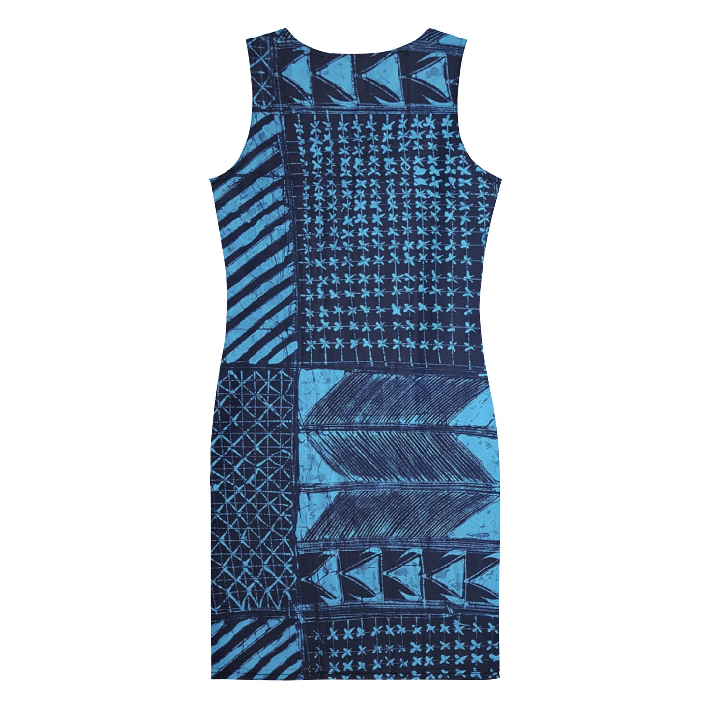 Black And Turquoise Shapes Adire Bodycon Dress