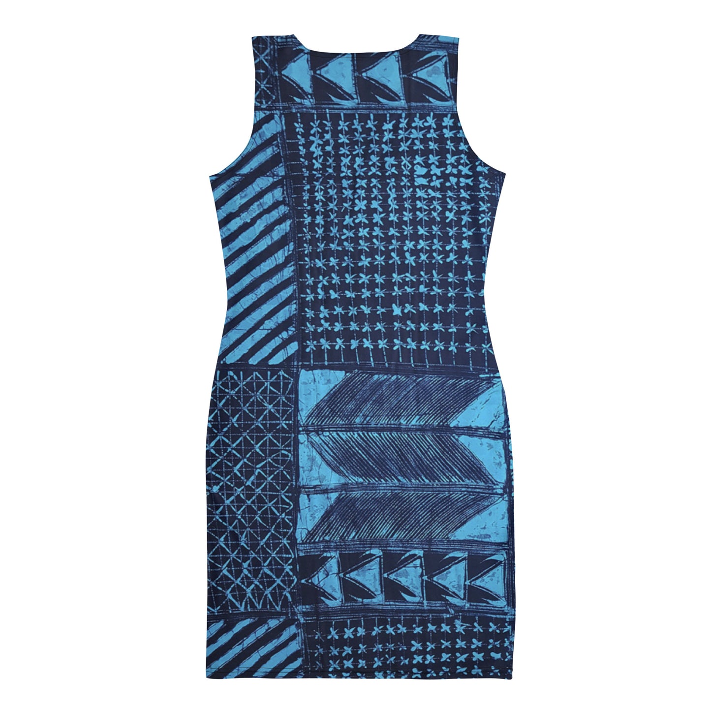 Black And Turquoise Shapes Adire Bodycon Dress