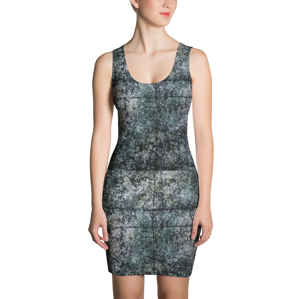 Dark Green Adire Bodycon Dress