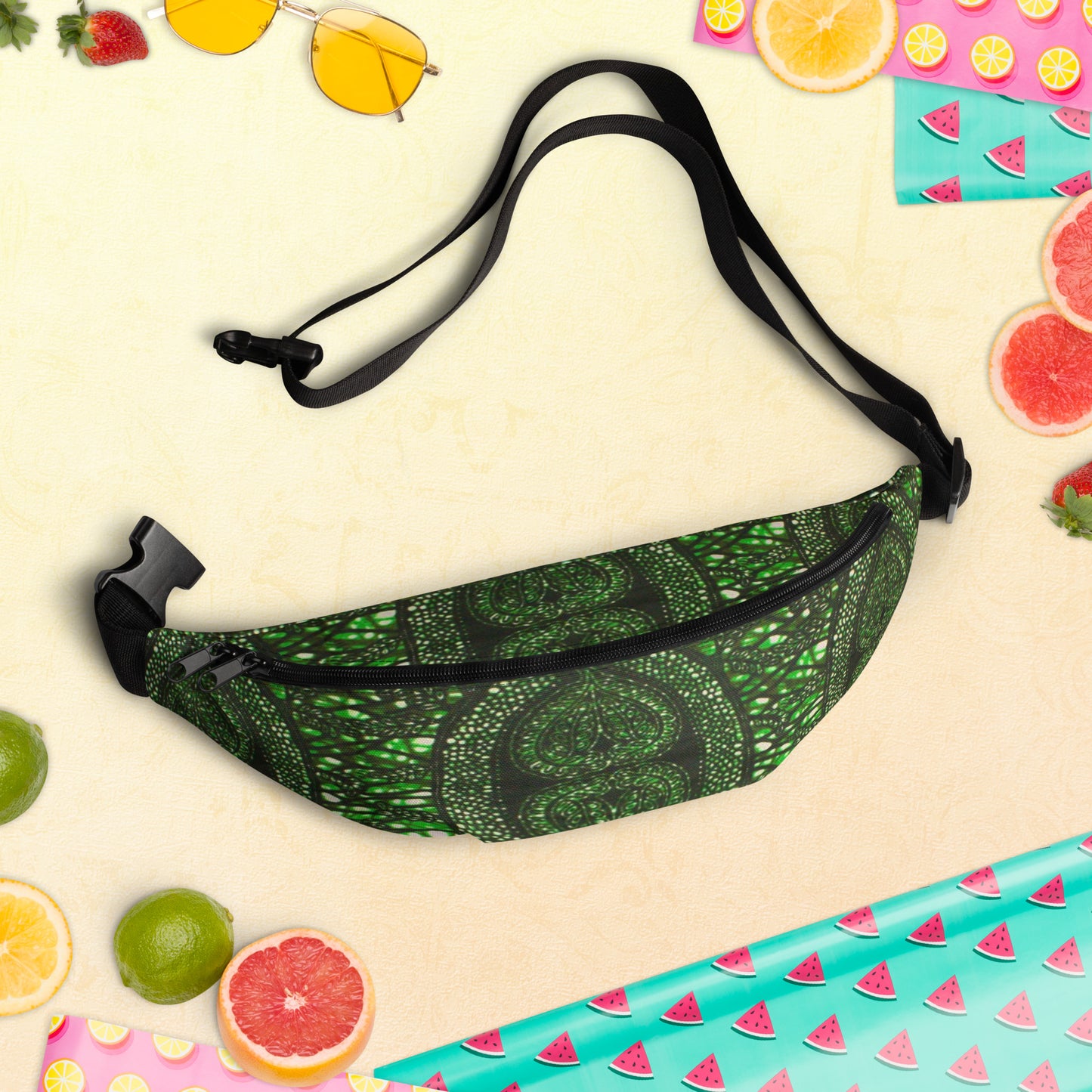 Green Peas Ankara Fanny Pack