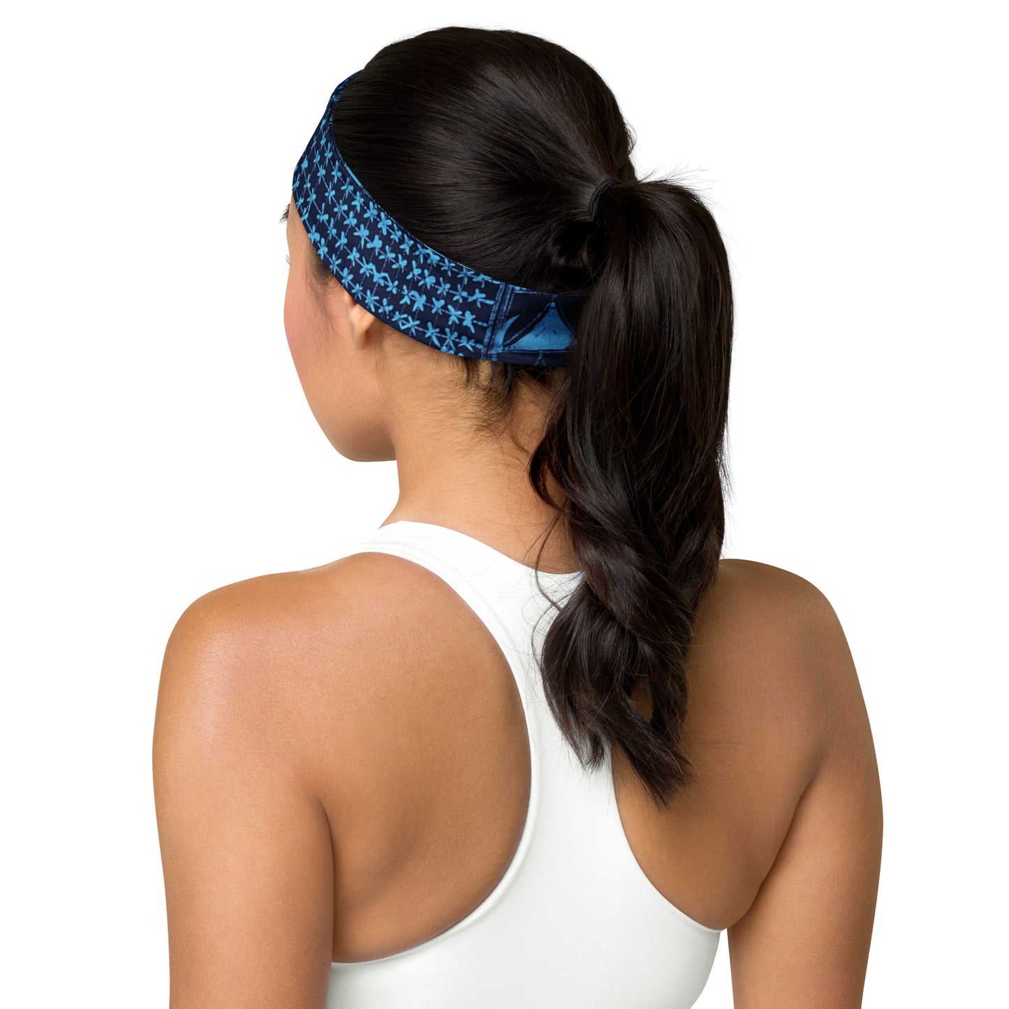 Black And Turquoise Shapes Adire Headband