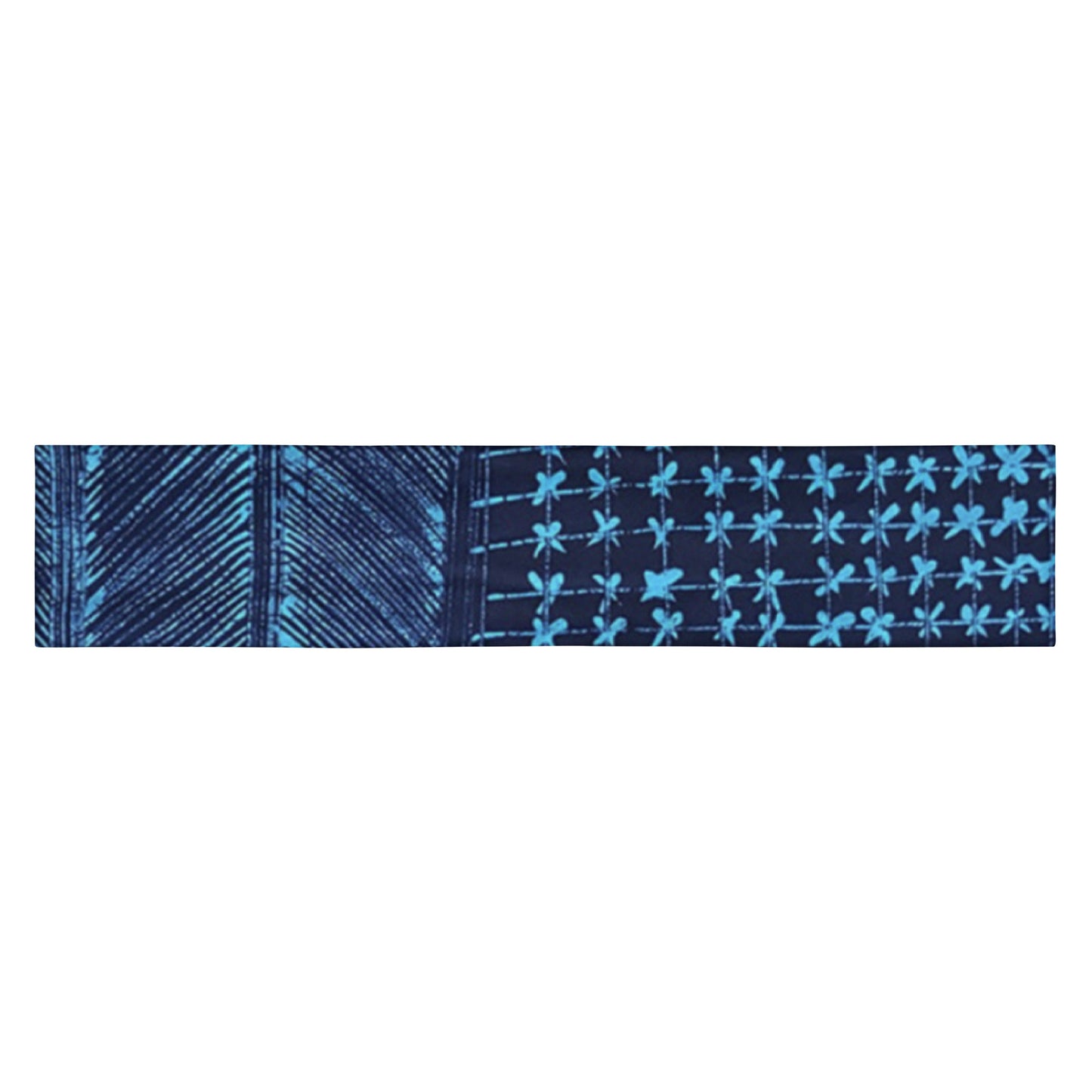 Black And Turquoise Shapes Adire Headband